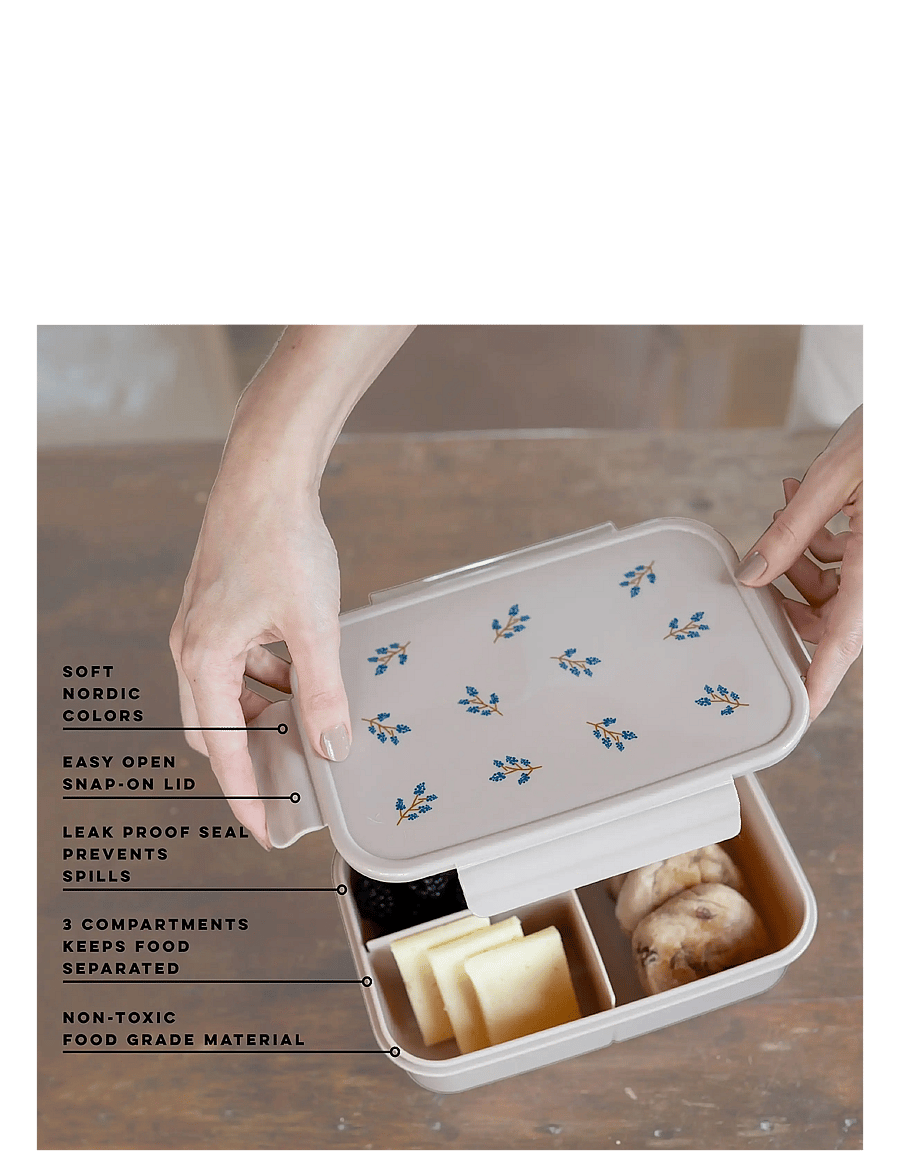 3 Sprouts - 3 Sprouts Lunchbox, Blueberry/Taupe - lõunasöögikarbid - blue - 3