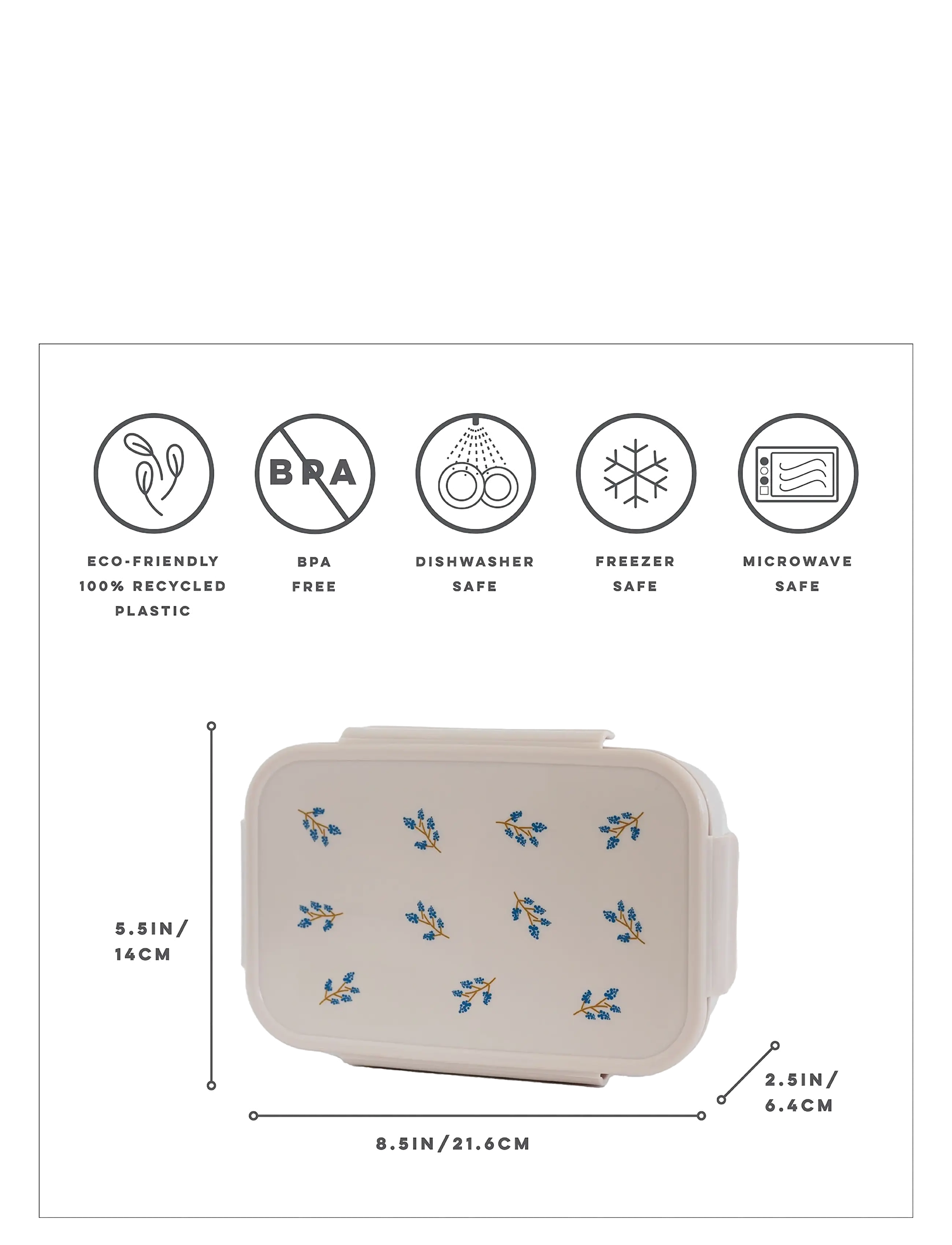 3 Sprouts - 3 Sprouts Lunchbox, Blueberry/Taupe - lõunasöögikarbid - blue - 4