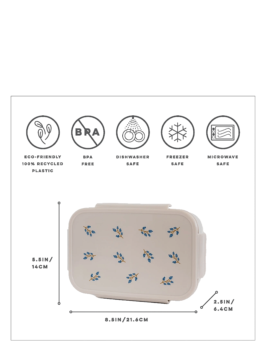 3 Sprouts - 3 Sprouts Lunchbox, Blueberry/Taupe - lõunasöögikarbid - blue - 4