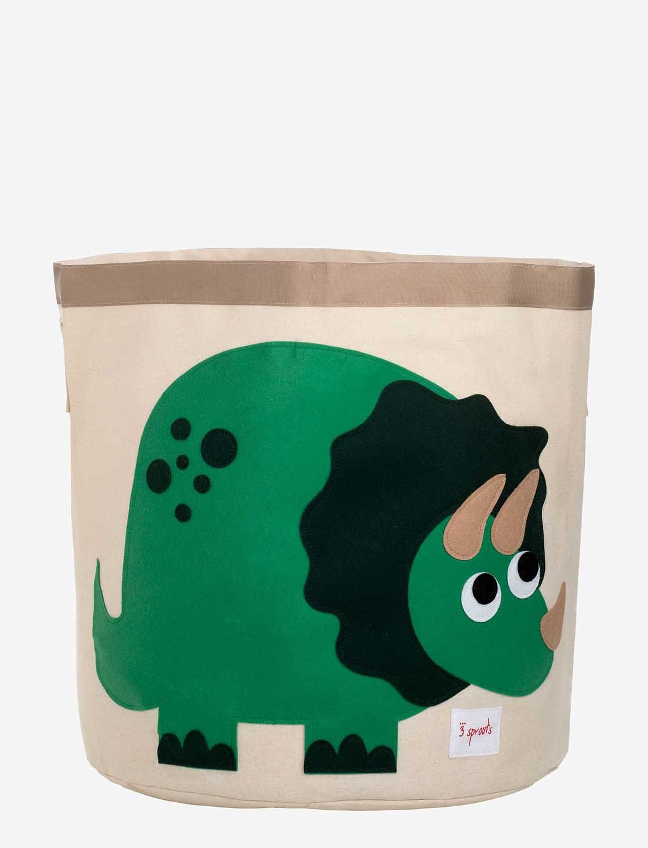 3 Sprouts - Storage Container Round - aufbewahrungskörbe - green - dinosaur - 0