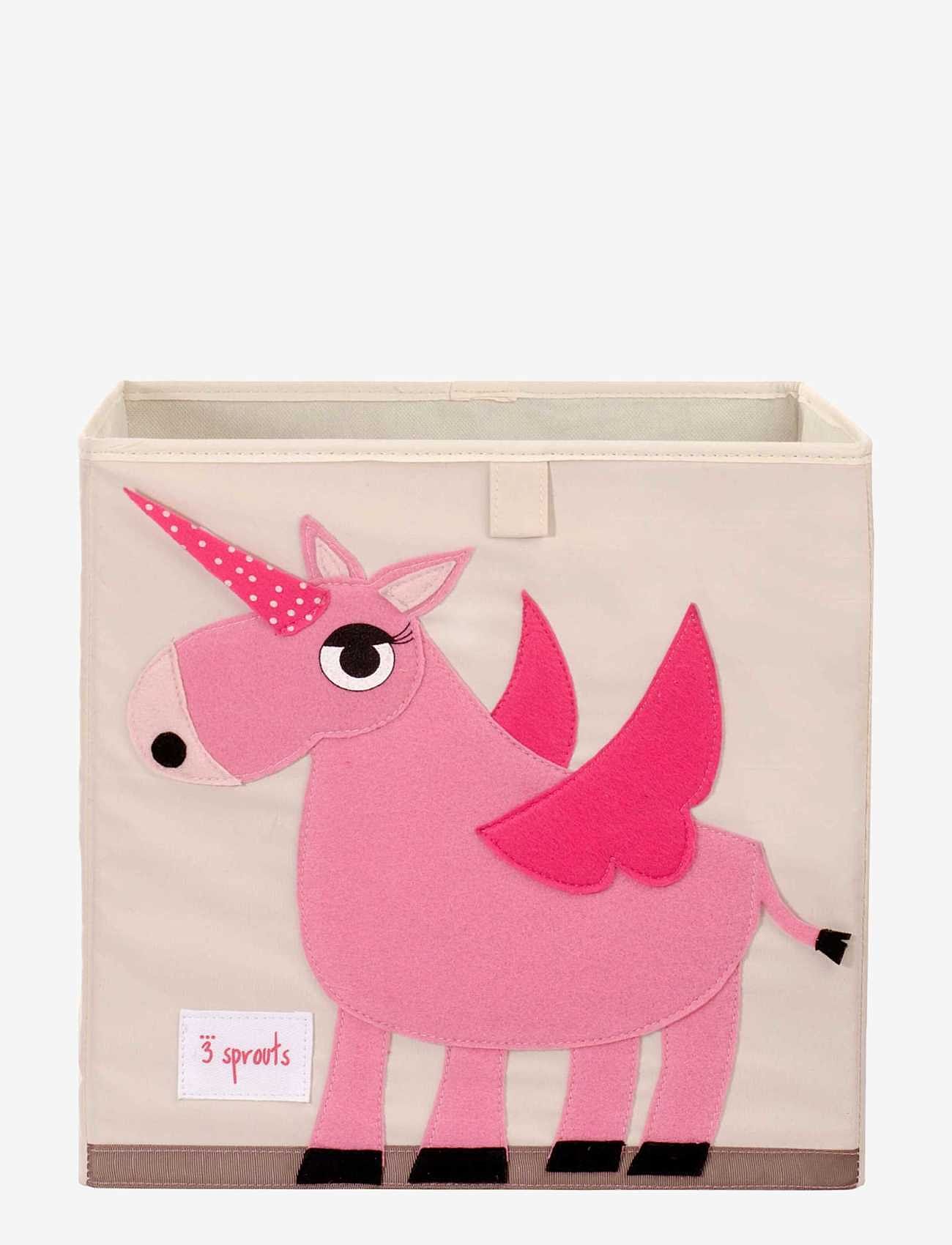 3 Sprouts - Storage Box - opbevaringskurve - pink - unicorn - 0