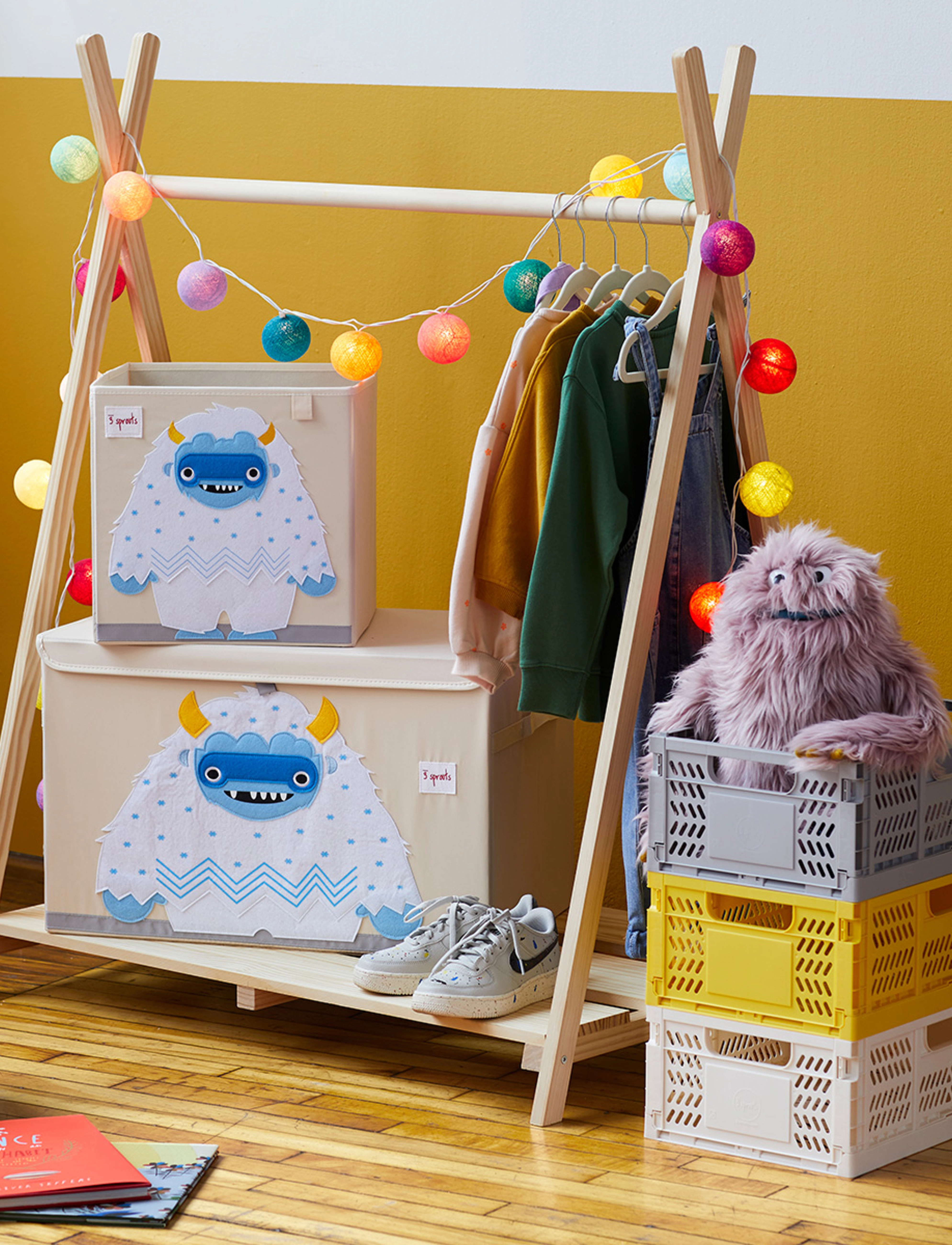 3 Sprouts Storage Box, 33 cm X 33 cm X 33 cm, Multi/patterned, Opbevaring > Opbevaringskurve, Børn