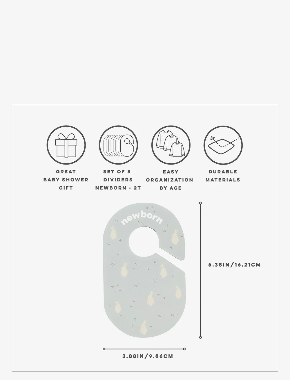 3 Sprouts - 3 Sprouts Closet Divider (8 pcs.), Rabbit - knager & bøjler - multi coloured - 3