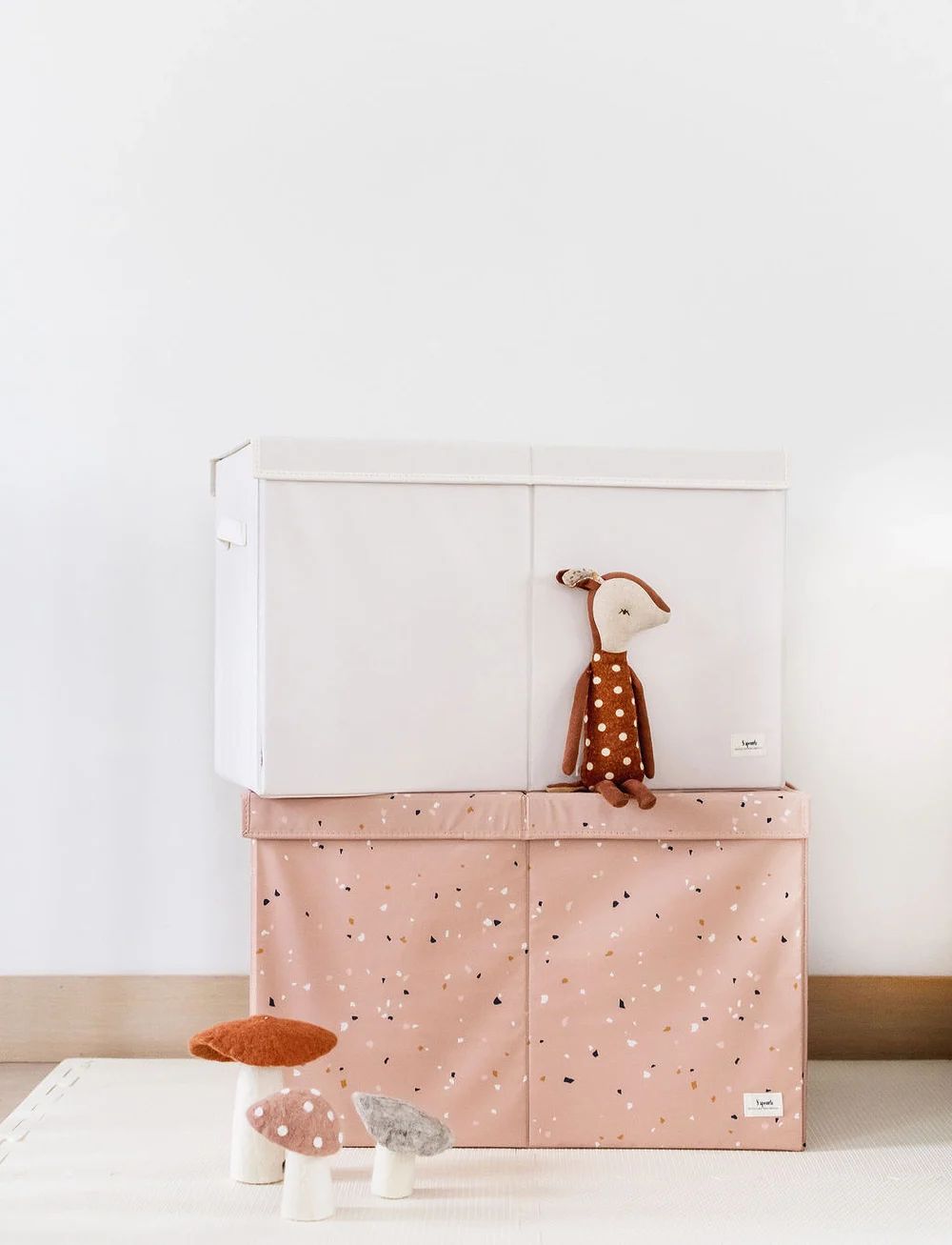 3 Sprouts - 3 Sprouts Folding toy chest, Terrazzo/Clay - aufbewahrungsboxen - clay - 2