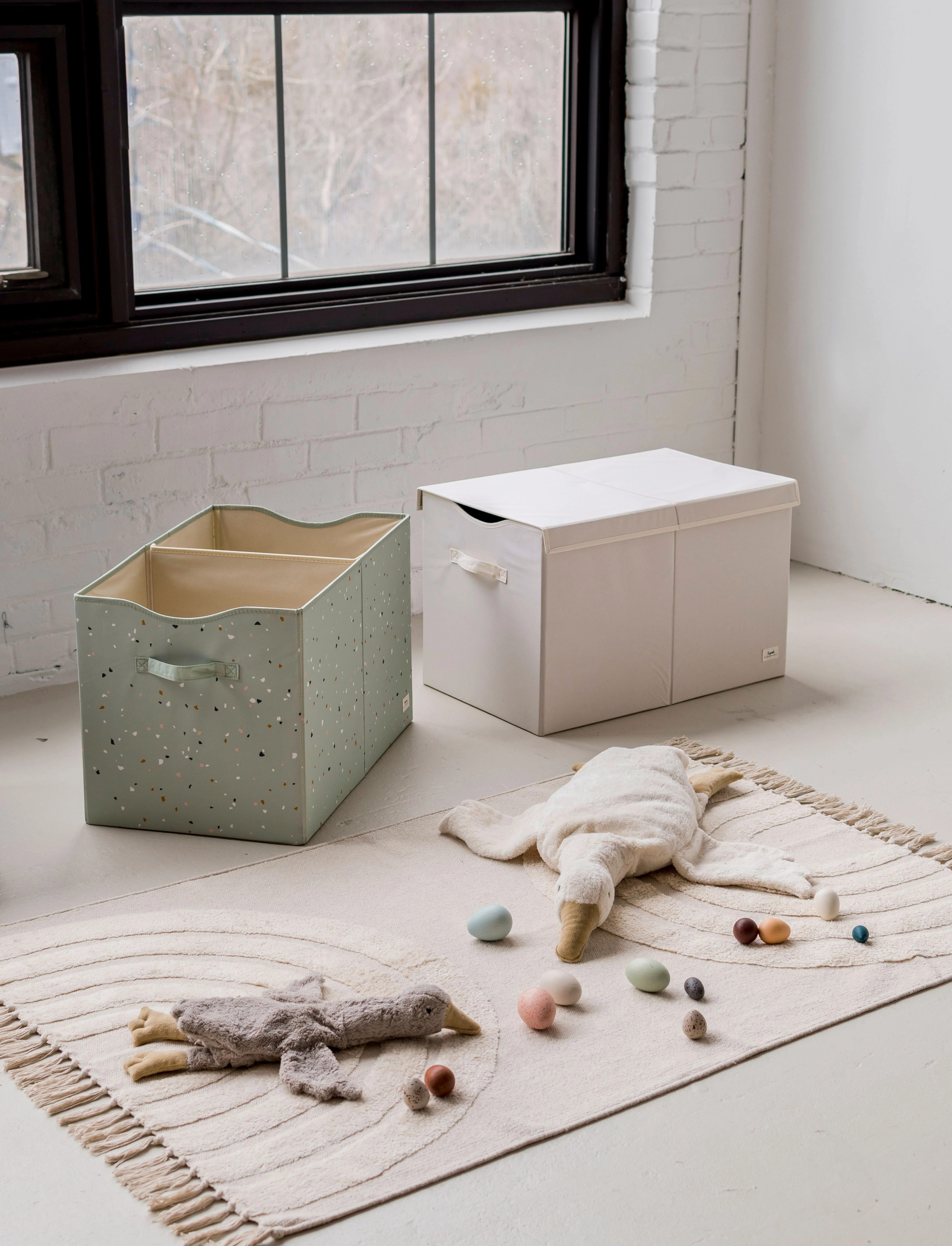 3 Sprouts - 3 Sprouts Folding toy chest, Terrazzo/Green - storage boxes - green - 4