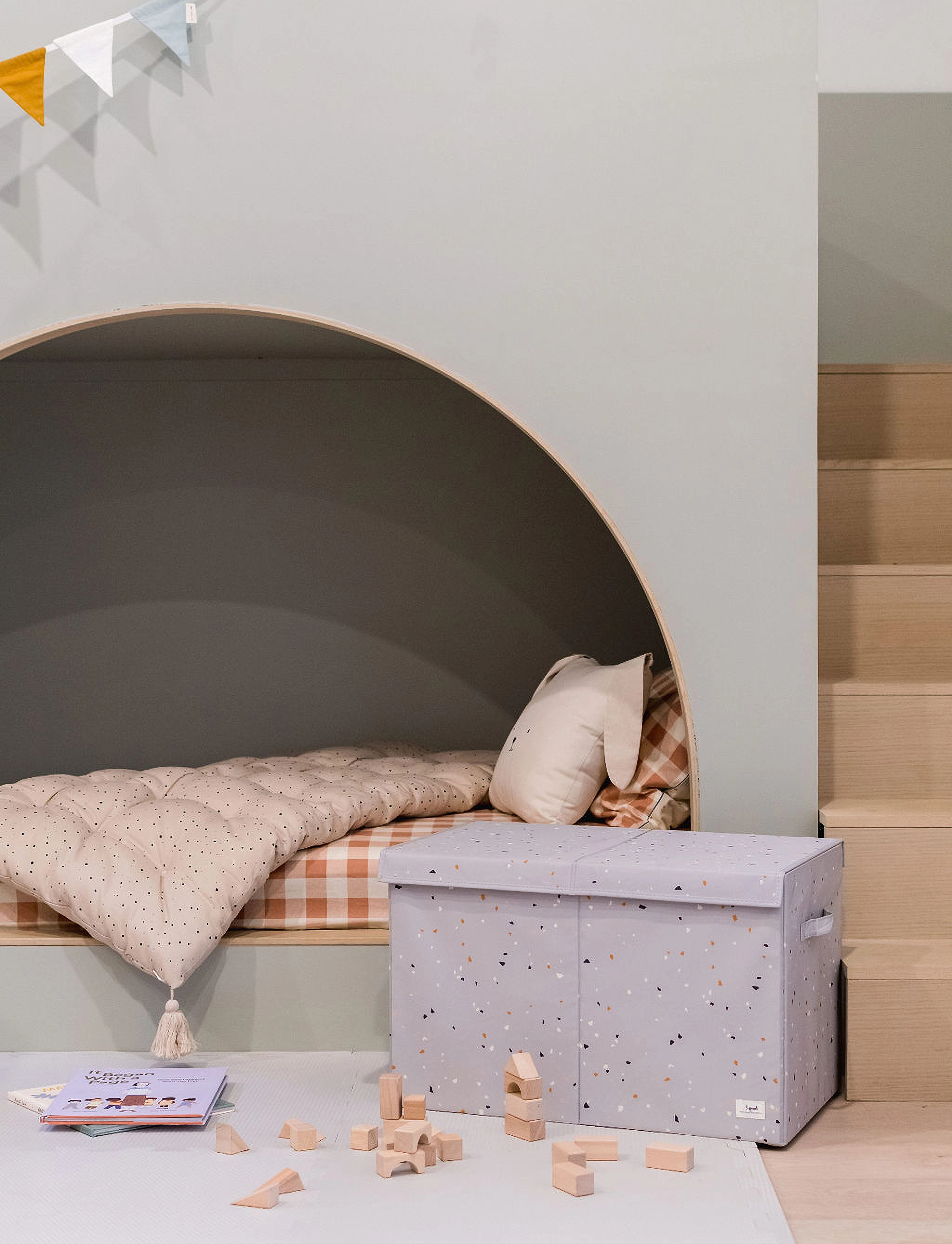 3 Sprouts - 3 Sprouts Folding toy chest, Terrazzo/Light gray - förvaringslådor - grey - 4