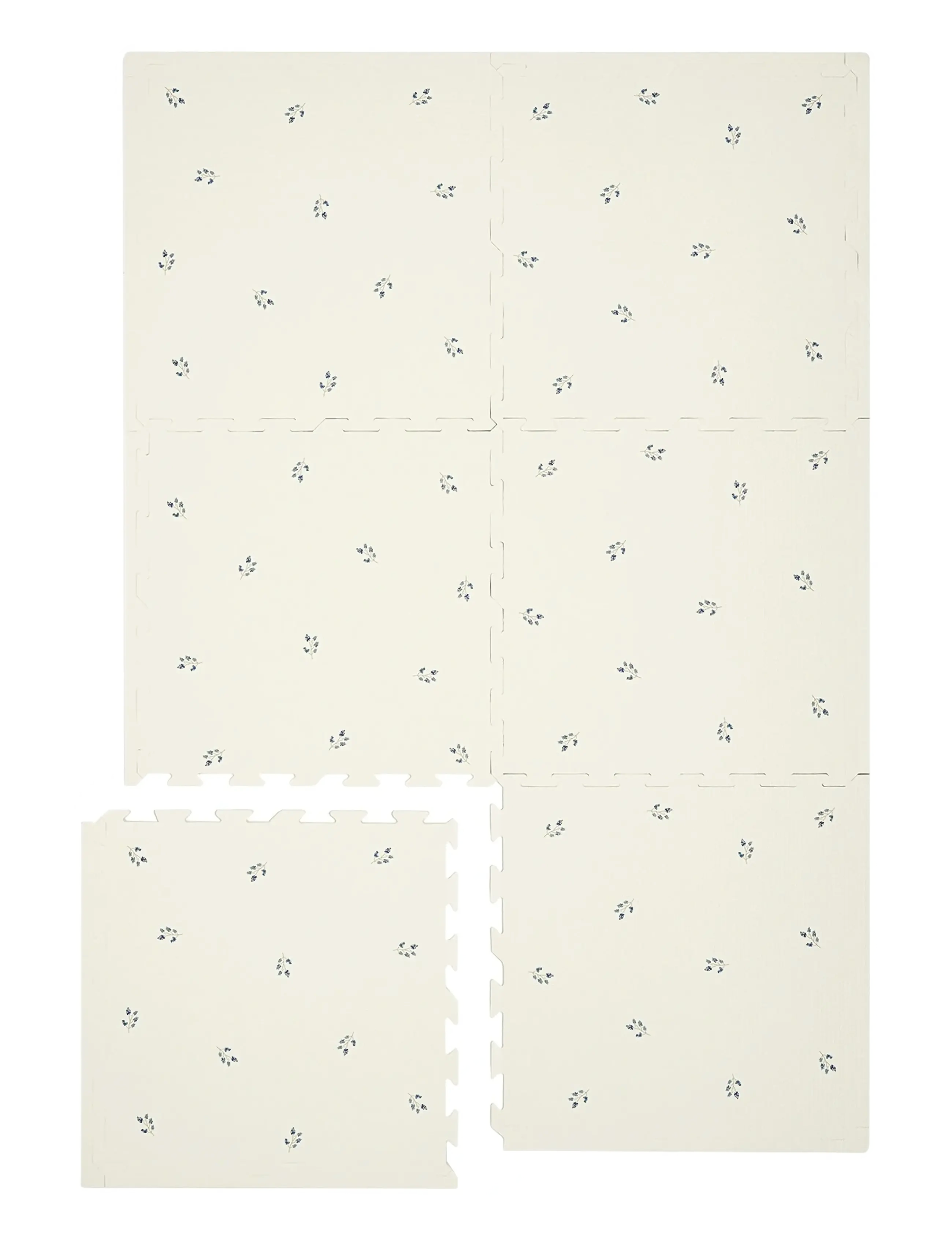 3 Sprouts Floor Puzzle, Blueberry Ivory, One Size, Rugs And Carpets, Creme - Rectangular Rugs, Kinder