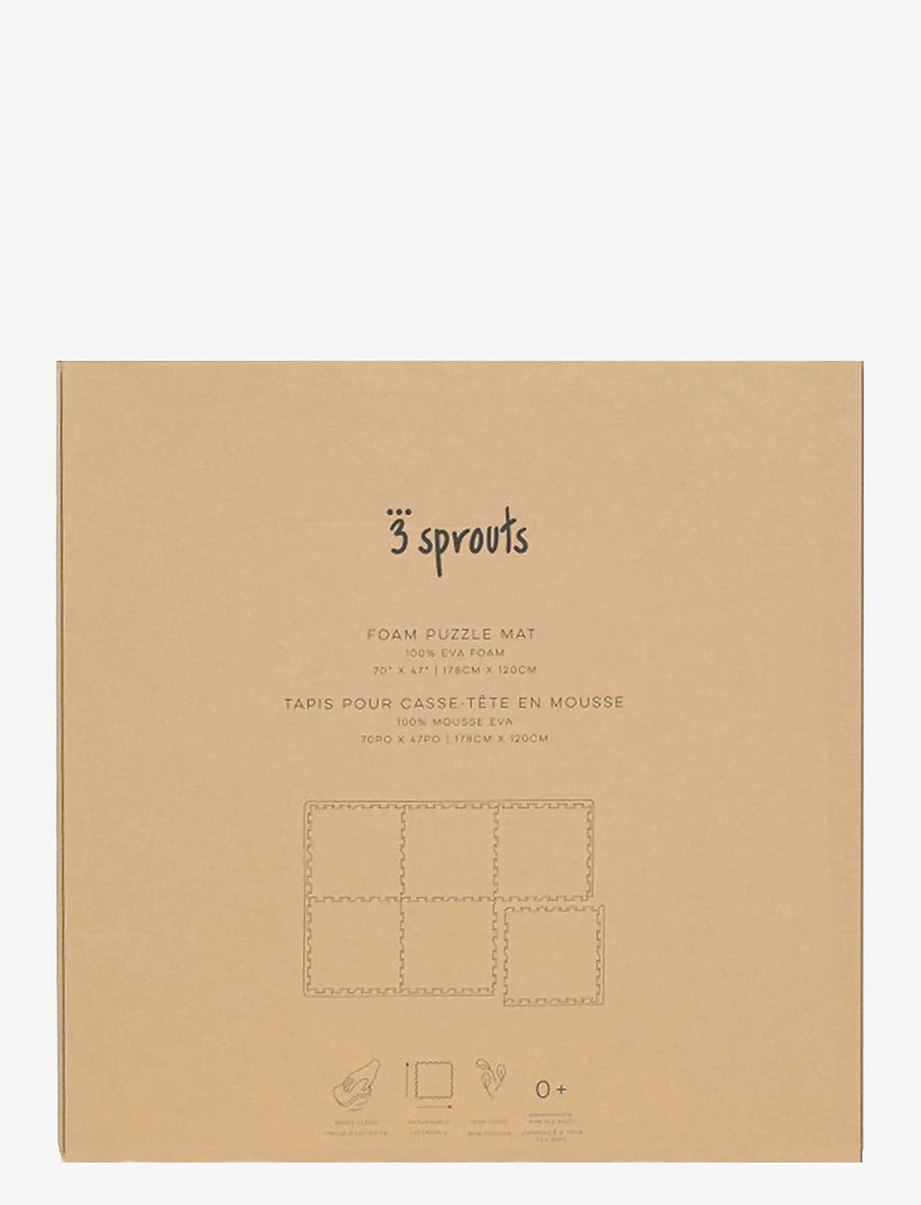 3 Sprouts - 3 Sprouts Floor Puzzle, Blueberry Ivory - rektangulære tæpper - beige - 4