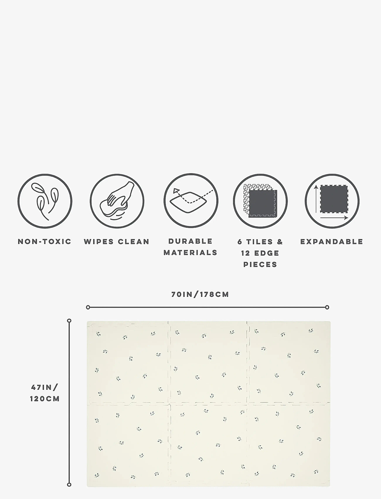 3 Sprouts - 3 Sprouts Floor Puzzle, Blueberry Ivory - rektangulære tæpper - beige - 5