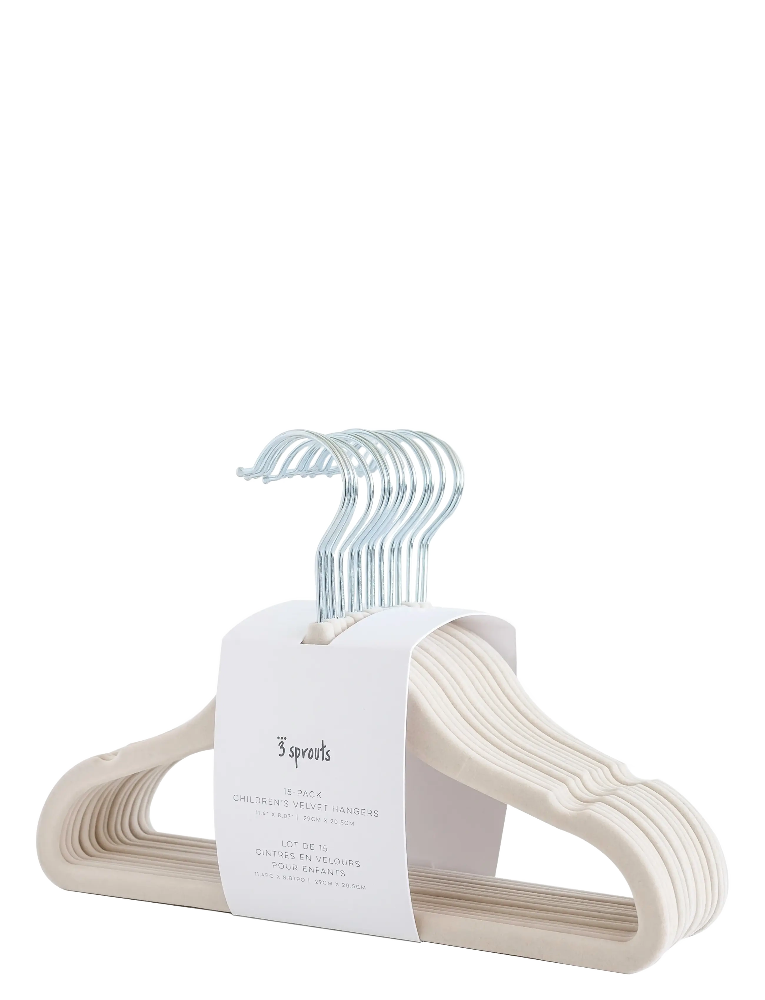 3 Sprouts Velvet Hangers (15 Pcs.), Beige, Krog og bøjle, Beige, Str: ONE SIZE