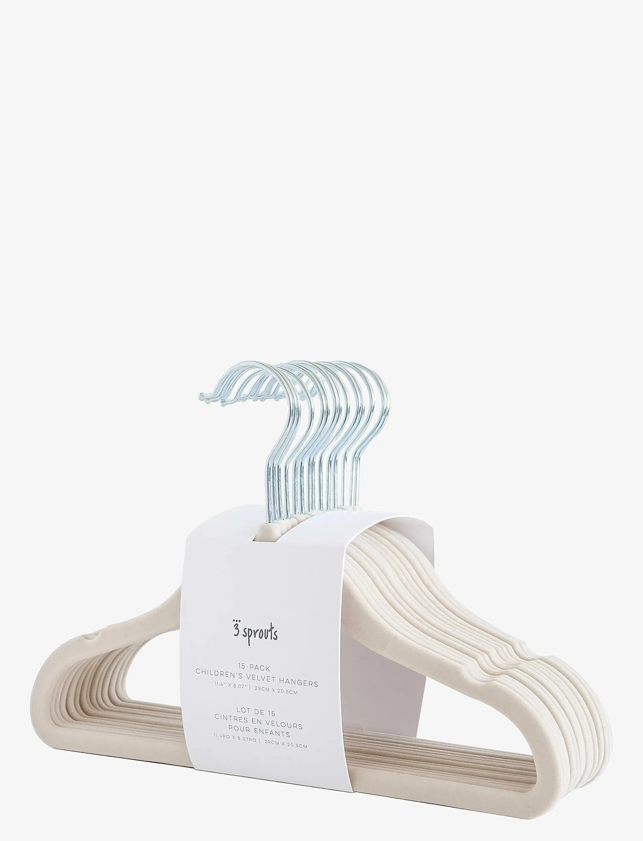 3 Sprouts - 3 Sprouts Velvet Hangers (15 pcs.), Beige - haken und aufhänger - beige - 1