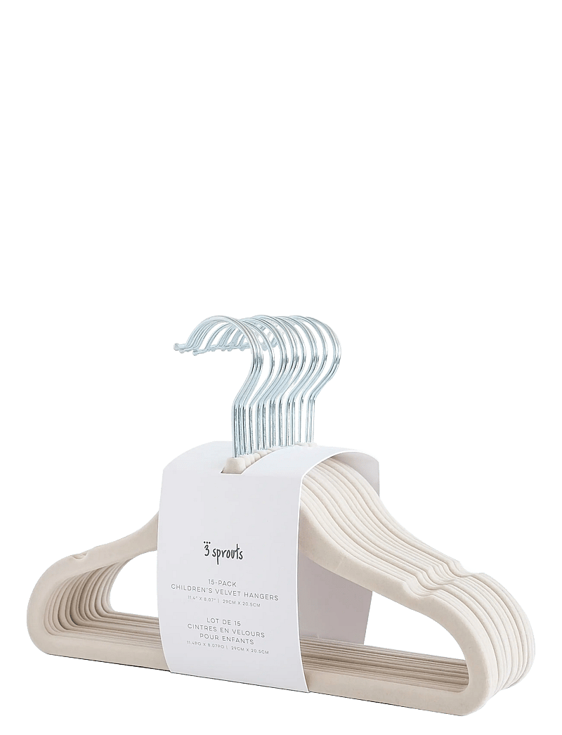 3 Sprouts - 3 Sprouts Velvet Hangers (15 pcs.), Beige - haken und aufhänger - beige - 1