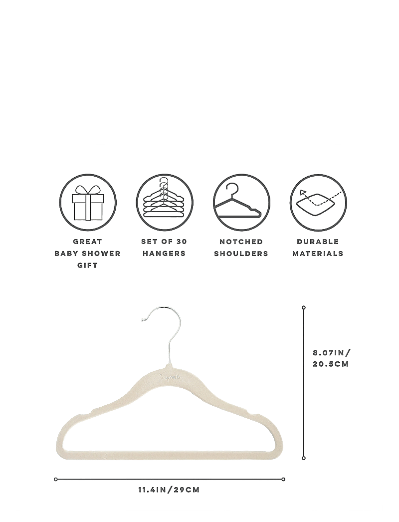 3 Sprouts - 3 Sprouts Velvet Hangers (15 pcs.), Beige - haken und aufhänger - beige - 2