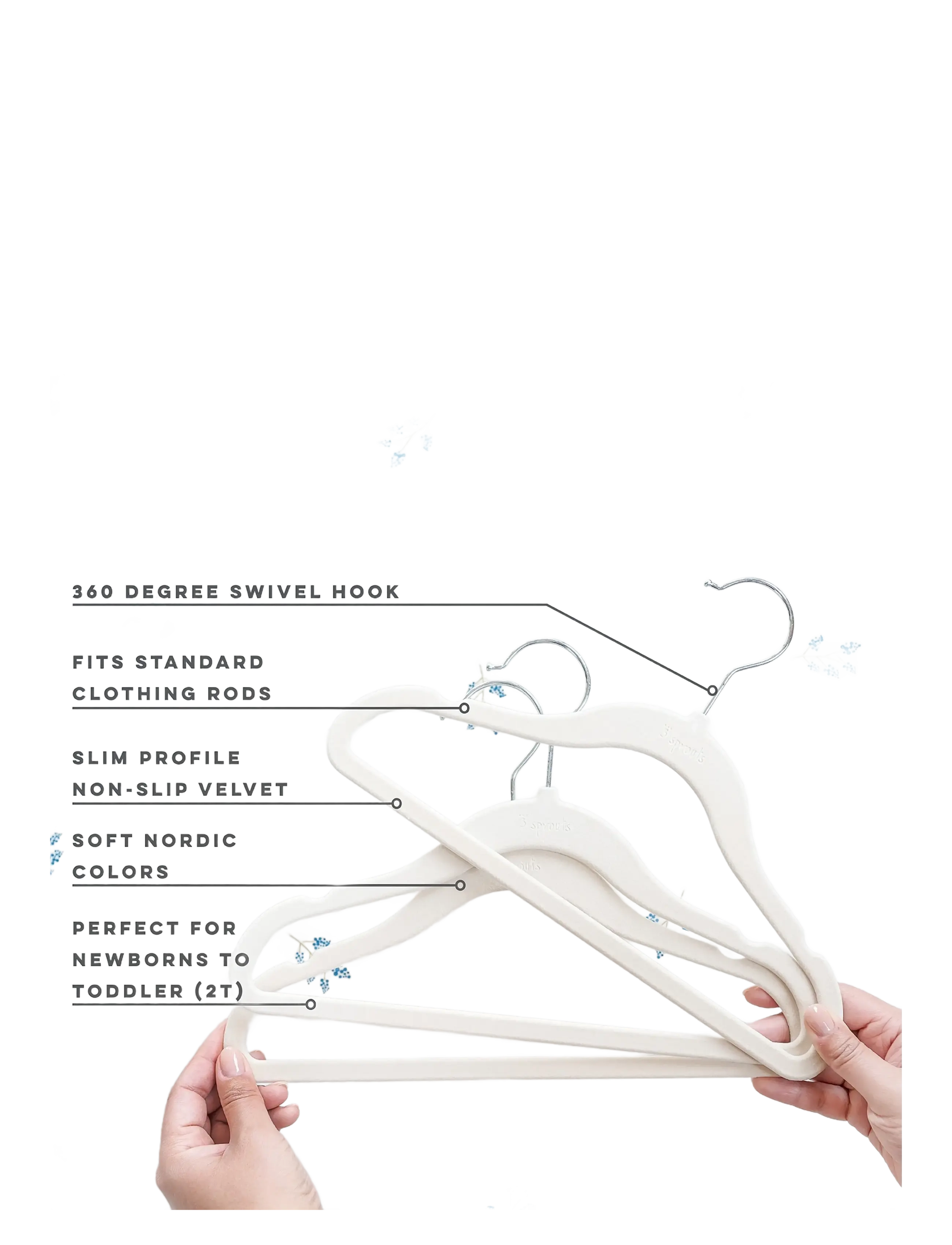 3 Sprouts - 3 Sprouts Velvet Hangers (15 pcs.), Beige - beige - 3