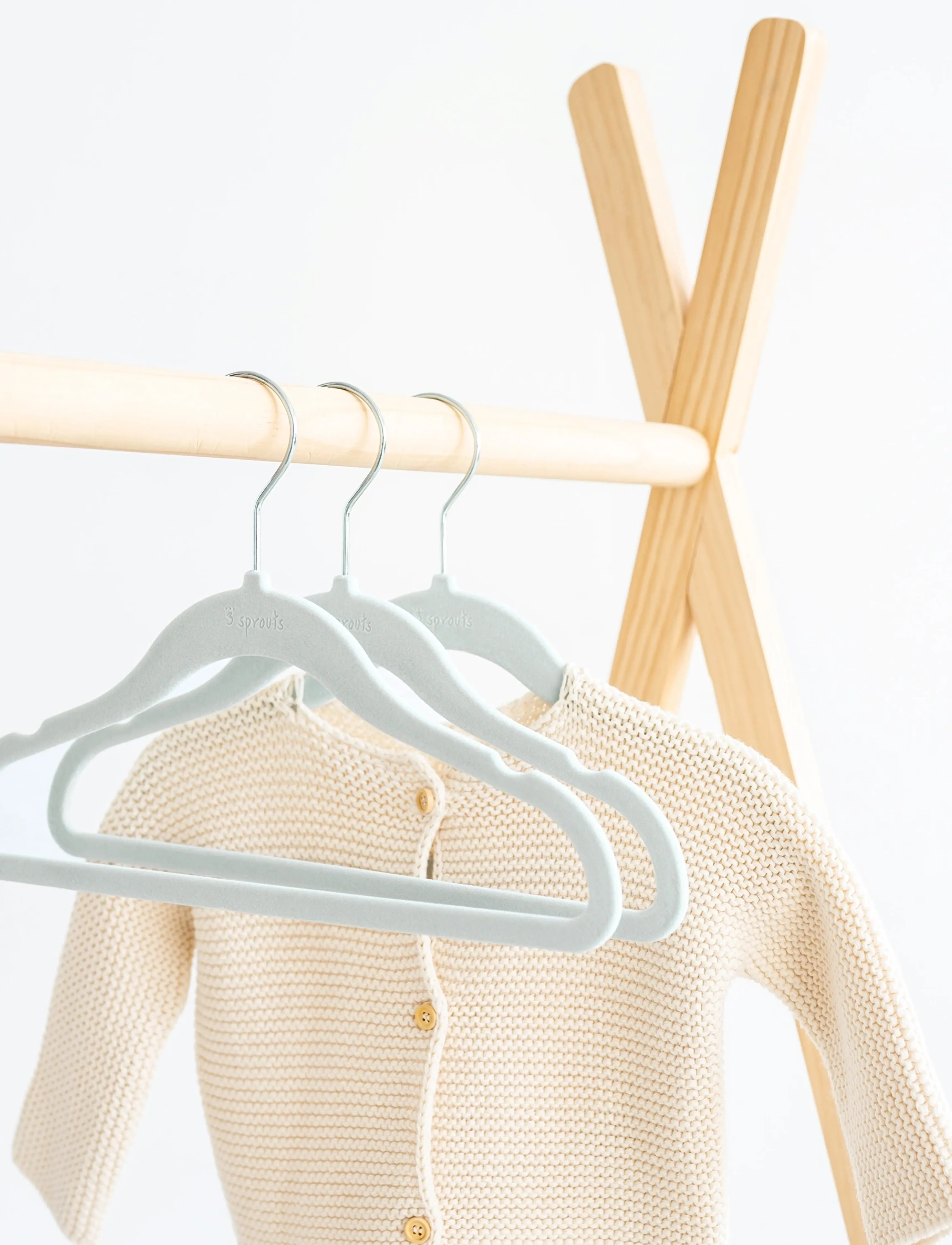 3 Sprouts - 3 Sprouts Velvet Hangers (15 pcs.), Blue - knager & bøjler - blue - 4