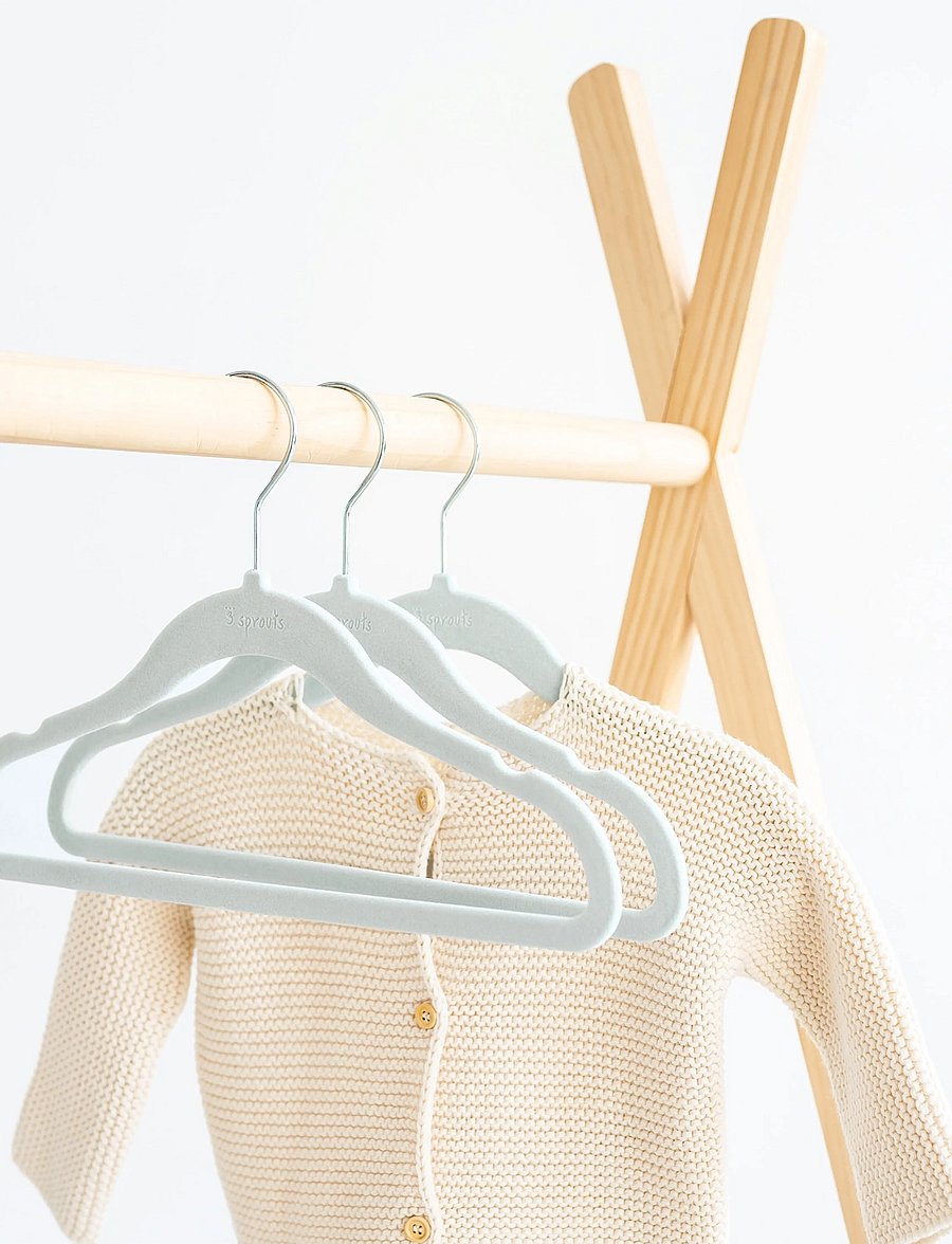 3 Sprouts - 3 Sprouts Velvet Hangers (15 pcs.), Blue - knager & bøjler - blue - 4