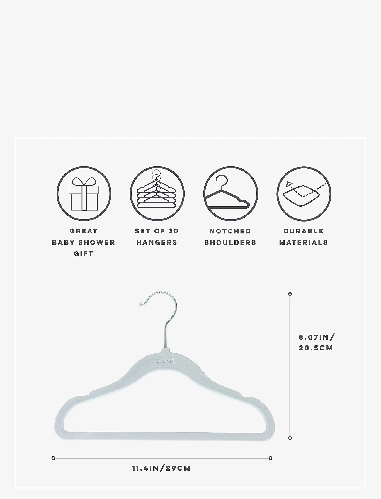 3 Sprouts - 3 Sprouts Velvet Hangers (15 pcs.), Blue - hooks & hangers - blue - 2