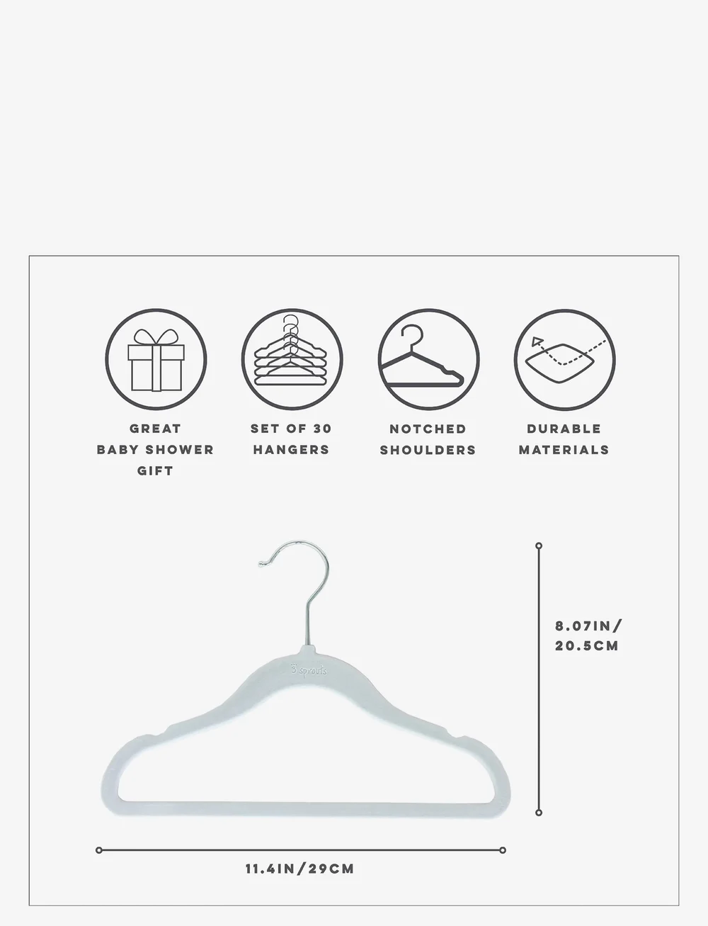 3 Sprouts - 3 Sprouts Velvet Hangers (15 pcs.), Blue - konksud ja riputid - blue - 2