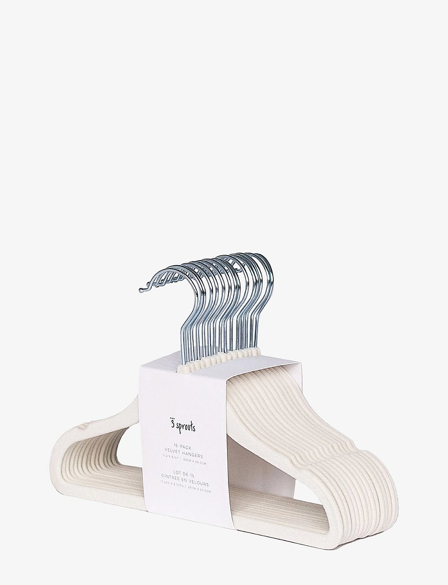 3 Sprouts - 3 Sprouts Velvet Hangers (15 pcs.), Cream - cream - 0