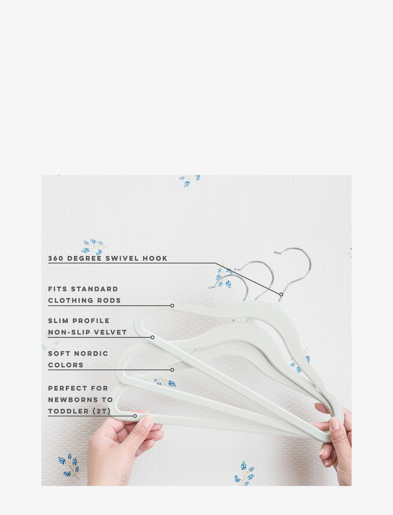 3 Sprouts - 3 Sprouts Velvet Hangers (15 pcs.), Cream - cream - 1