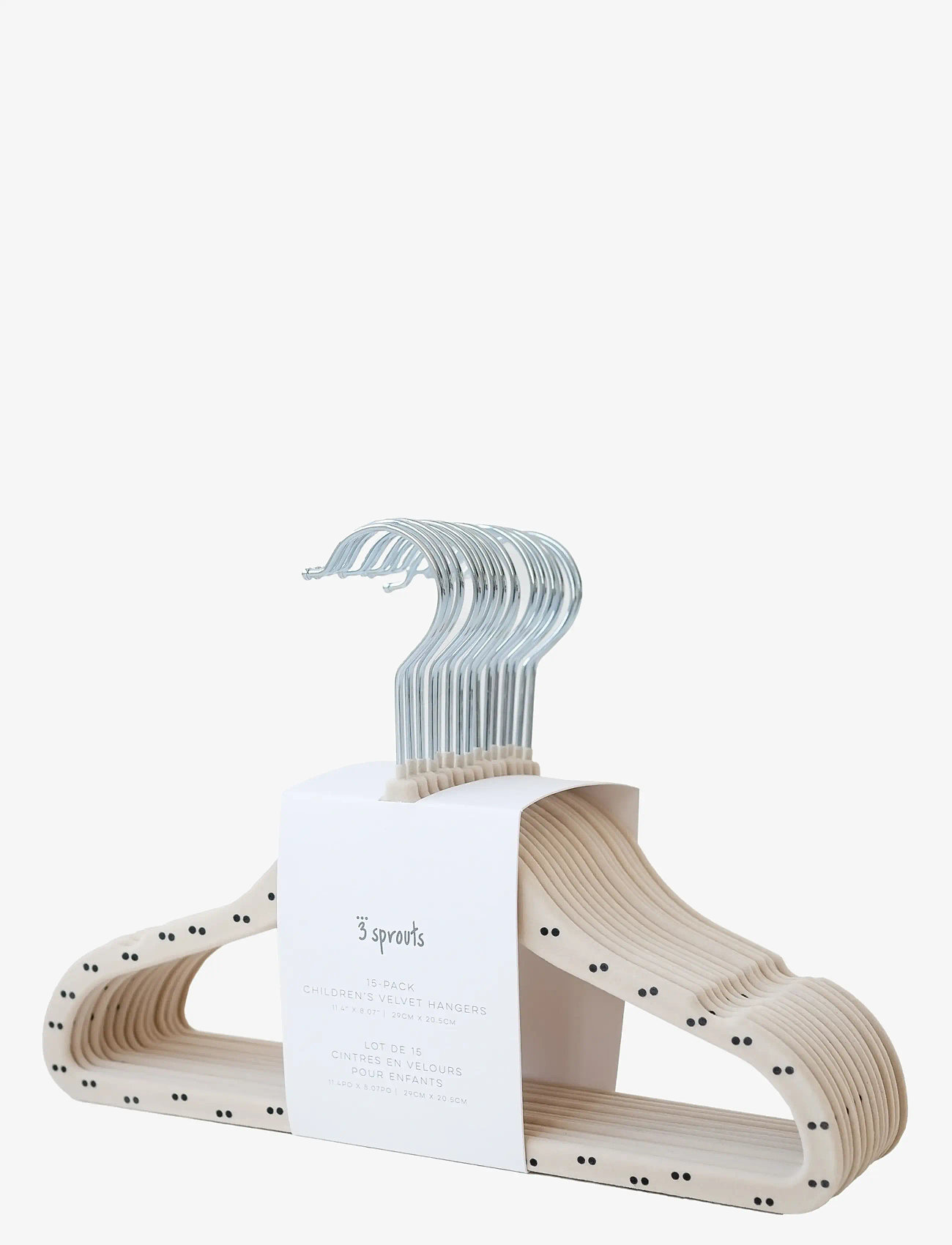 3 Sprouts - 3 Sprouts Velvet Hangers (15 pieces),  Double dot beige - haken und aufhänger - beige - 1