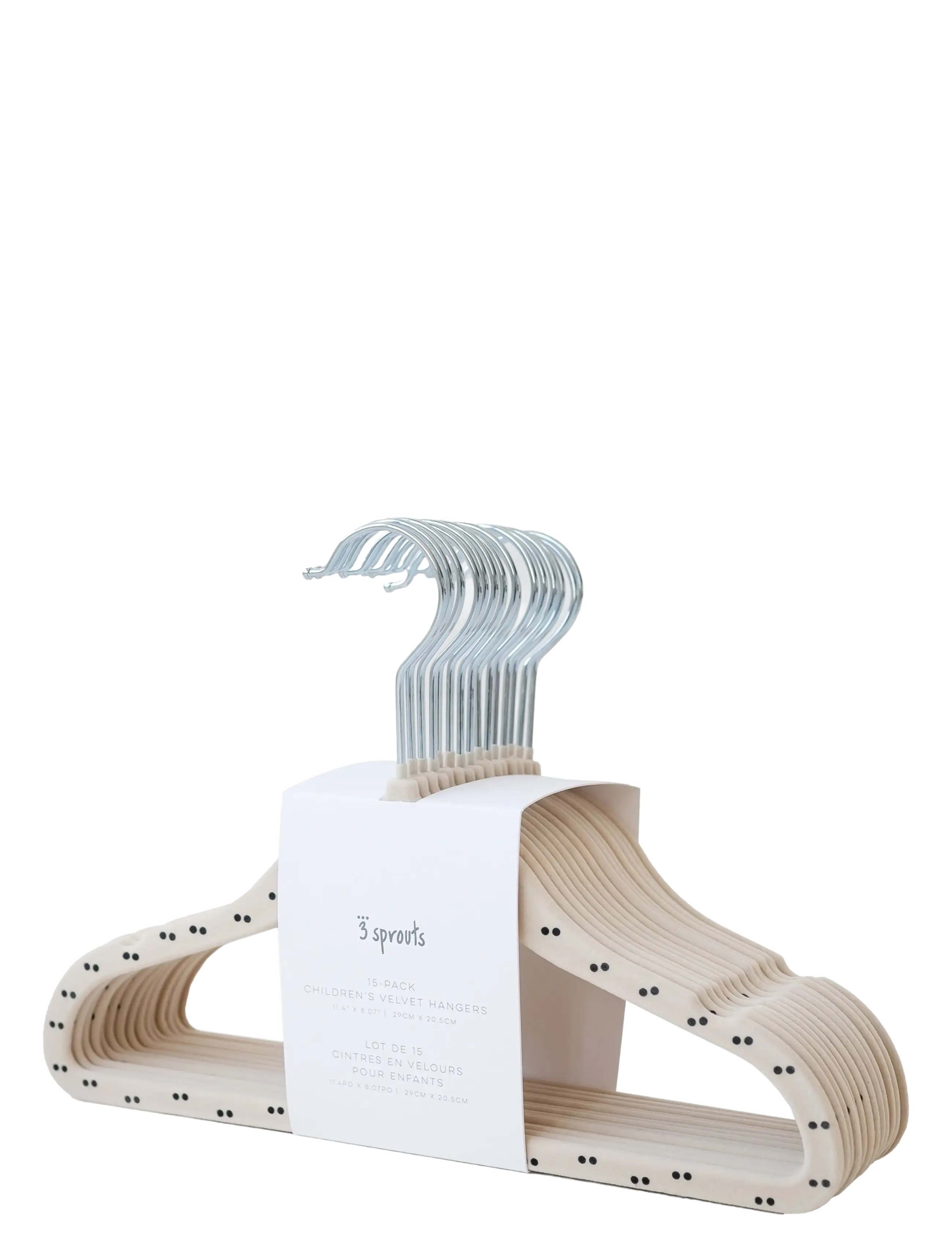 3 Sprouts 3 Sprouts Velvet Hangers (15 pieces),  Double dot beige - Kids home - BEIGE / beige