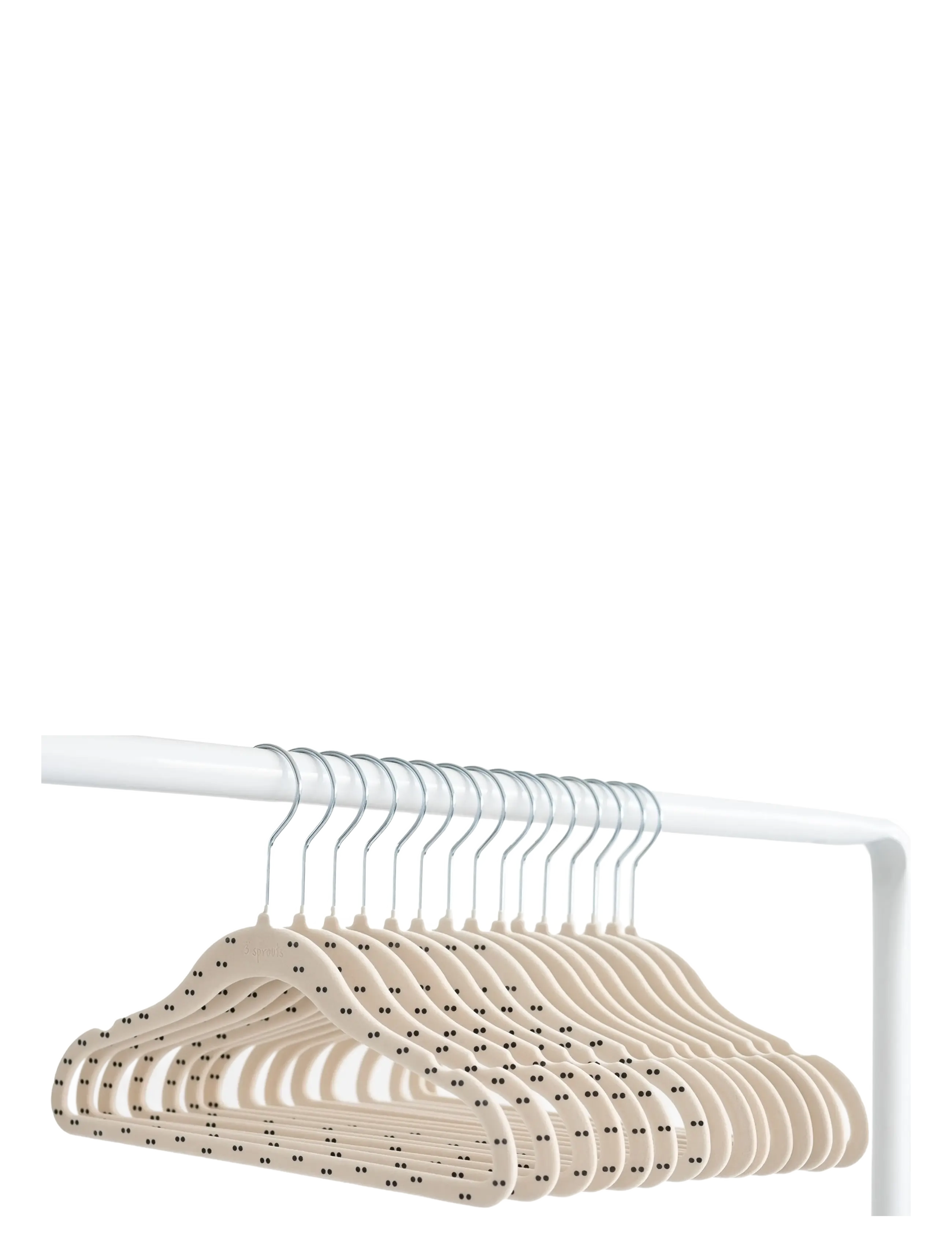 3 Sprouts - 3 Sprouts Velvet Hangers (15 pieces),  Double dot beige - haken en hangers - beige - 2