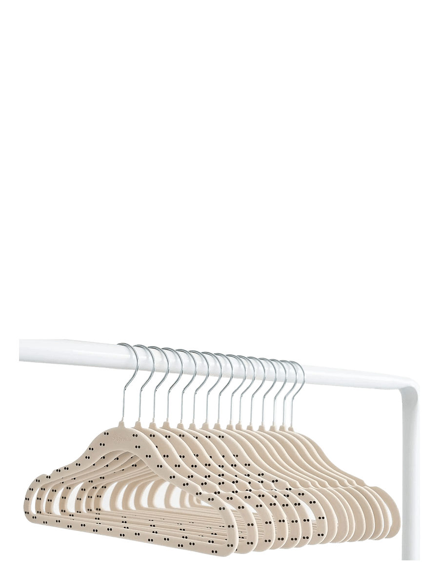 3 Sprouts - 3 Sprouts Velvet Hangers (15 pieces), Double dot beige - haken en hangers - beige - 2