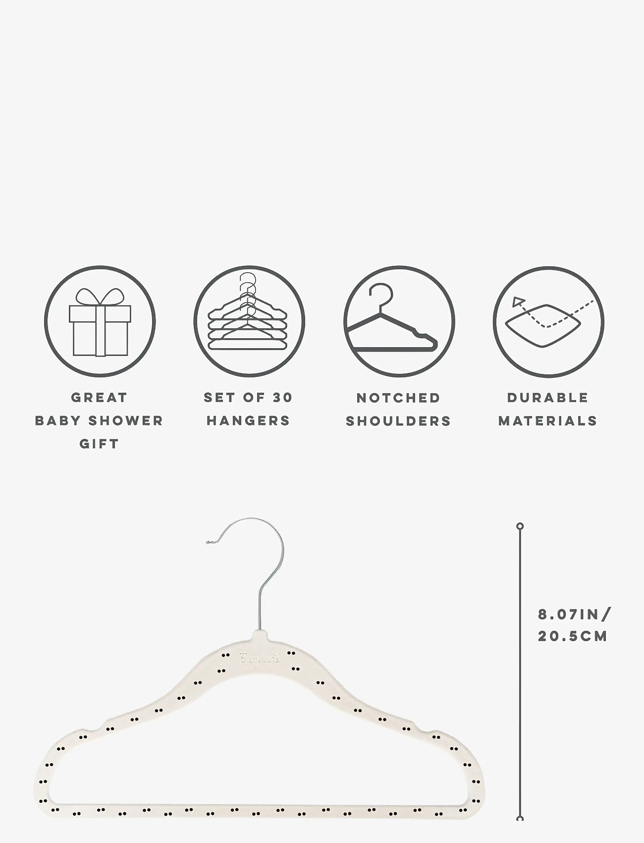 3 Sprouts - 3 Sprouts Velvet Hangers (15 pieces),  Double dot beige - haken und aufhänger - beige - 3