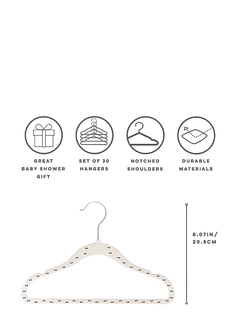 3 Sprouts - 3 Sprouts Velvet Hangers (15 pieces), Double dot beige - haken und aufhänger - beige - 3