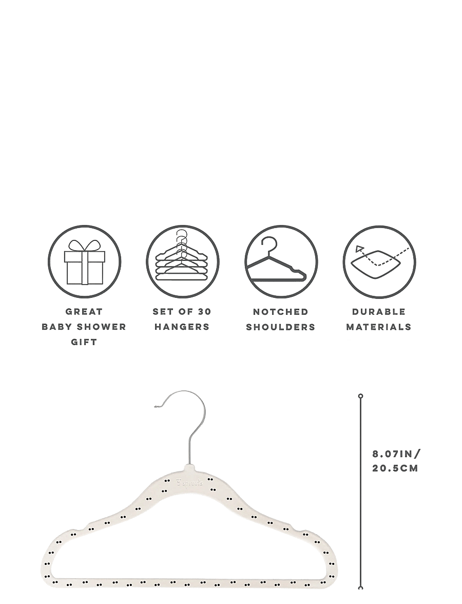 3 Sprouts - 3 Sprouts Velvet Hangers (15 pieces), Double dot beige - haken en hangers - beige - 3