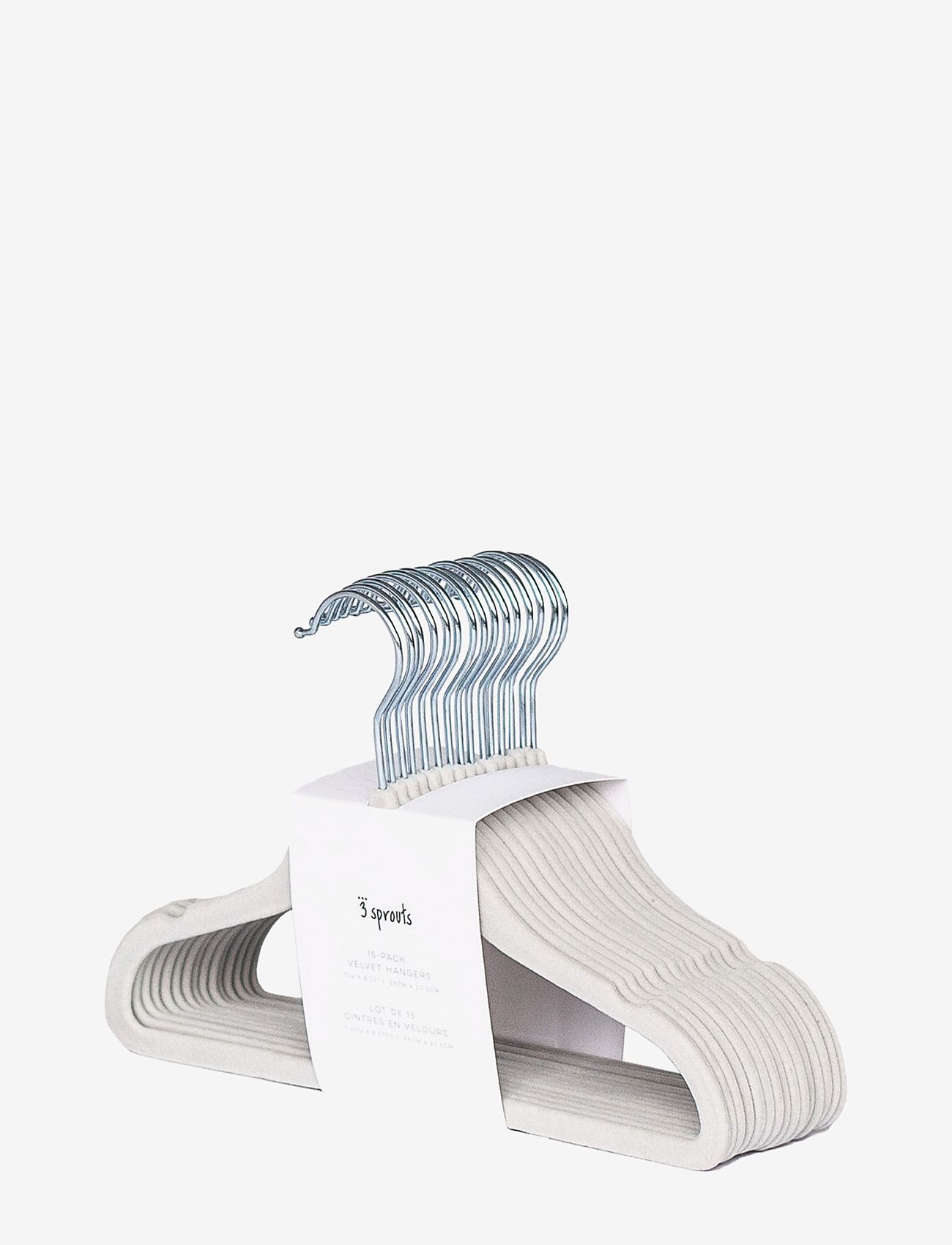 3 Sprouts - 3 Sprouts Velvet Hanger (Set of 15), Gray - konksud ja riputid - grey - 0
