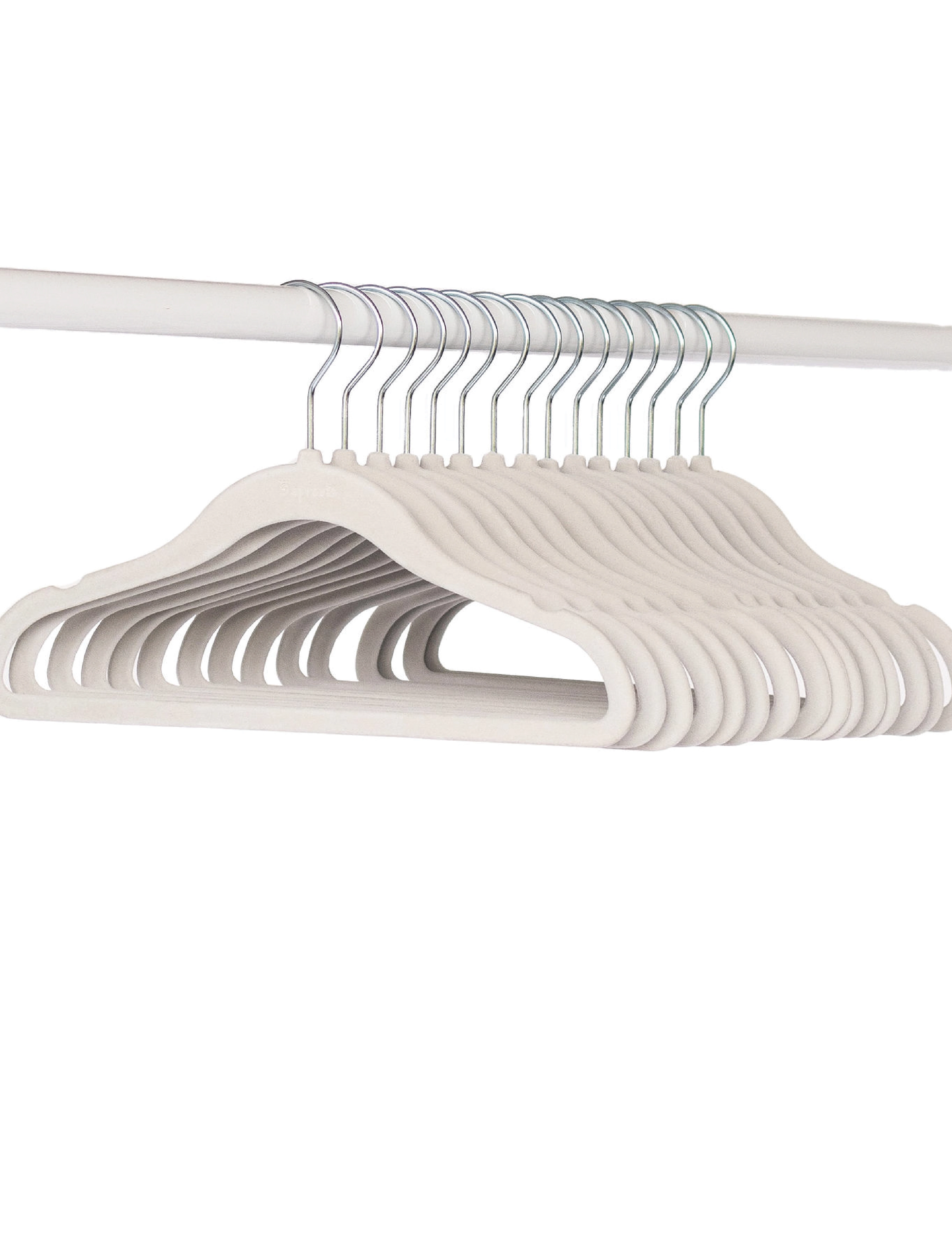 3 Sprouts - 3 Sprouts Velvet Hanger (Set of 15), Gray - crochets et suspensions - grey - 3