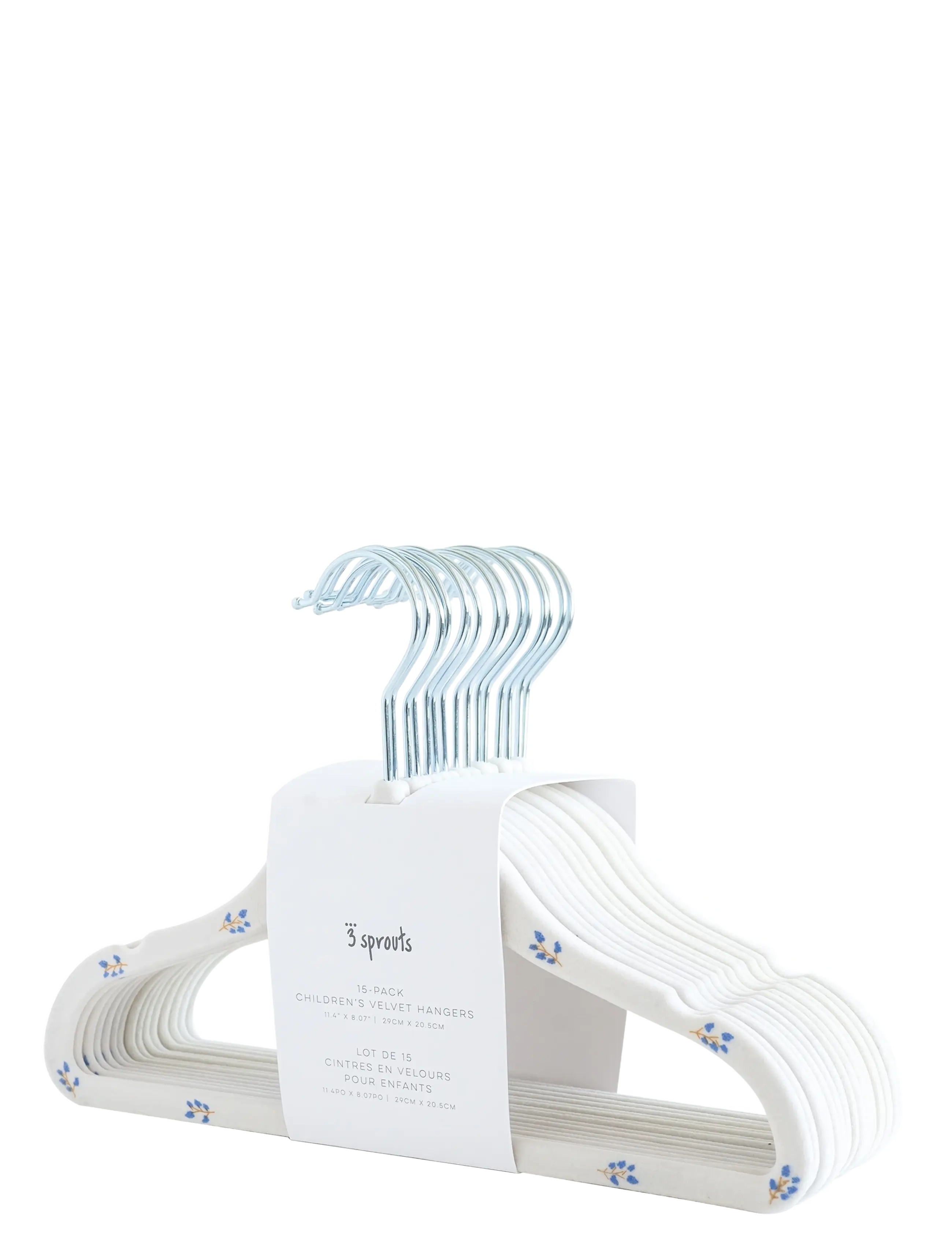 3 Sprouts Velvet Hangers (15 Pcs.), Blueberry/Cream, Krog og bøjle, Creme, Str: ONE SIZE