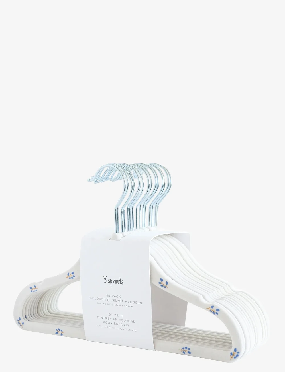 3 Sprouts - 3 Sprouts Velvet Hangers (15 pcs.), Blueberry/Cream - konksud ja riputid - beige - 1