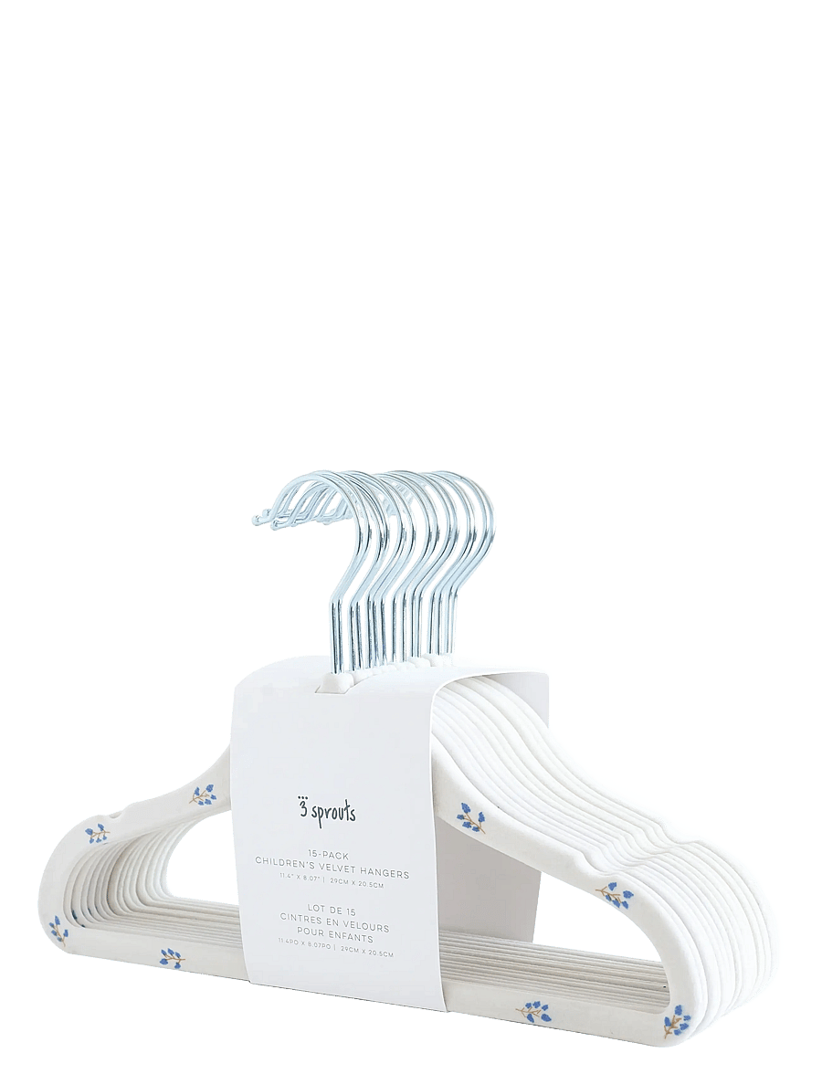 3 Sprouts - 3 Sprouts Velvet Hangers (15 pcs.), Blueberry/Cream - beige - 1