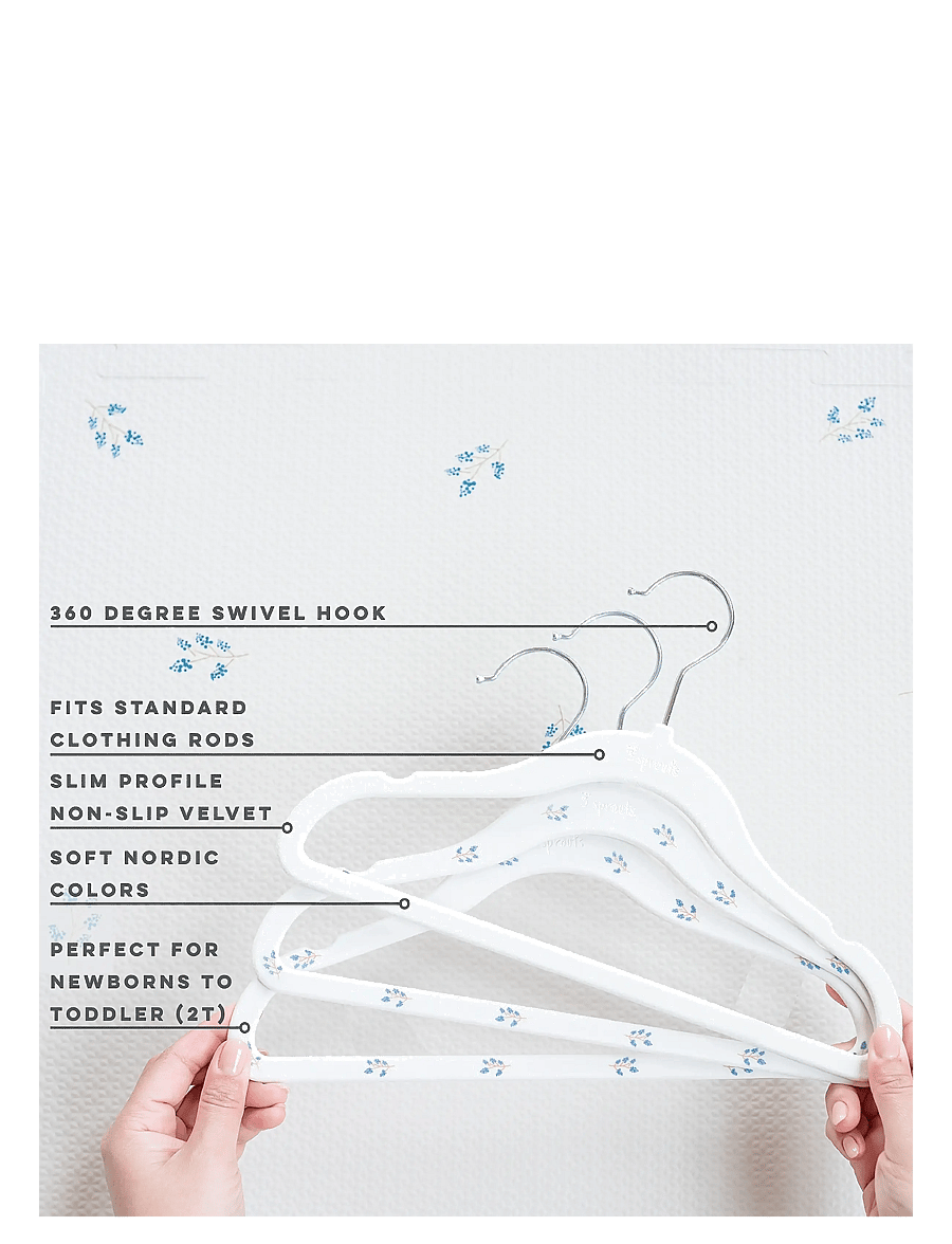 3 Sprouts - 3 Sprouts Velvet Hangers (15 pcs.), Blueberry/Cream - beige - 2
