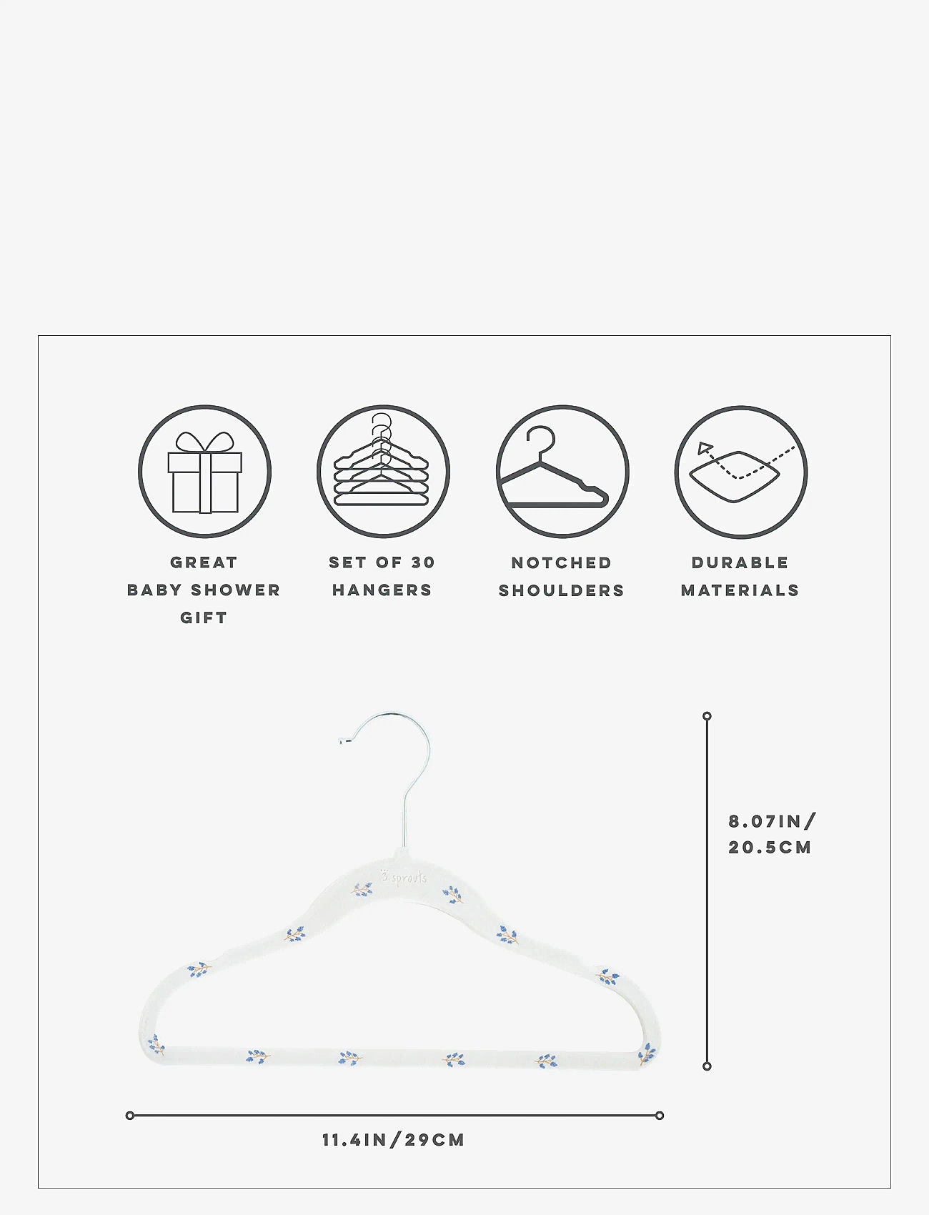 3 Sprouts - 3 Sprouts Velvet Hangers (15 pcs.), Blueberry/Cream - konksud ja riputid - beige - 3