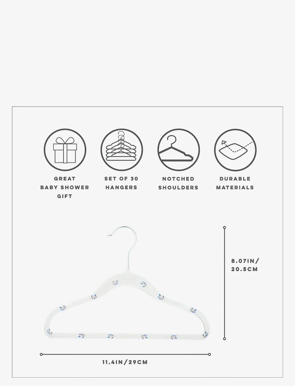 3 Sprouts - 3 Sprouts Velvet Hangers (15 pcs.), Blueberry/Cream - konksud ja riputid - beige - 3