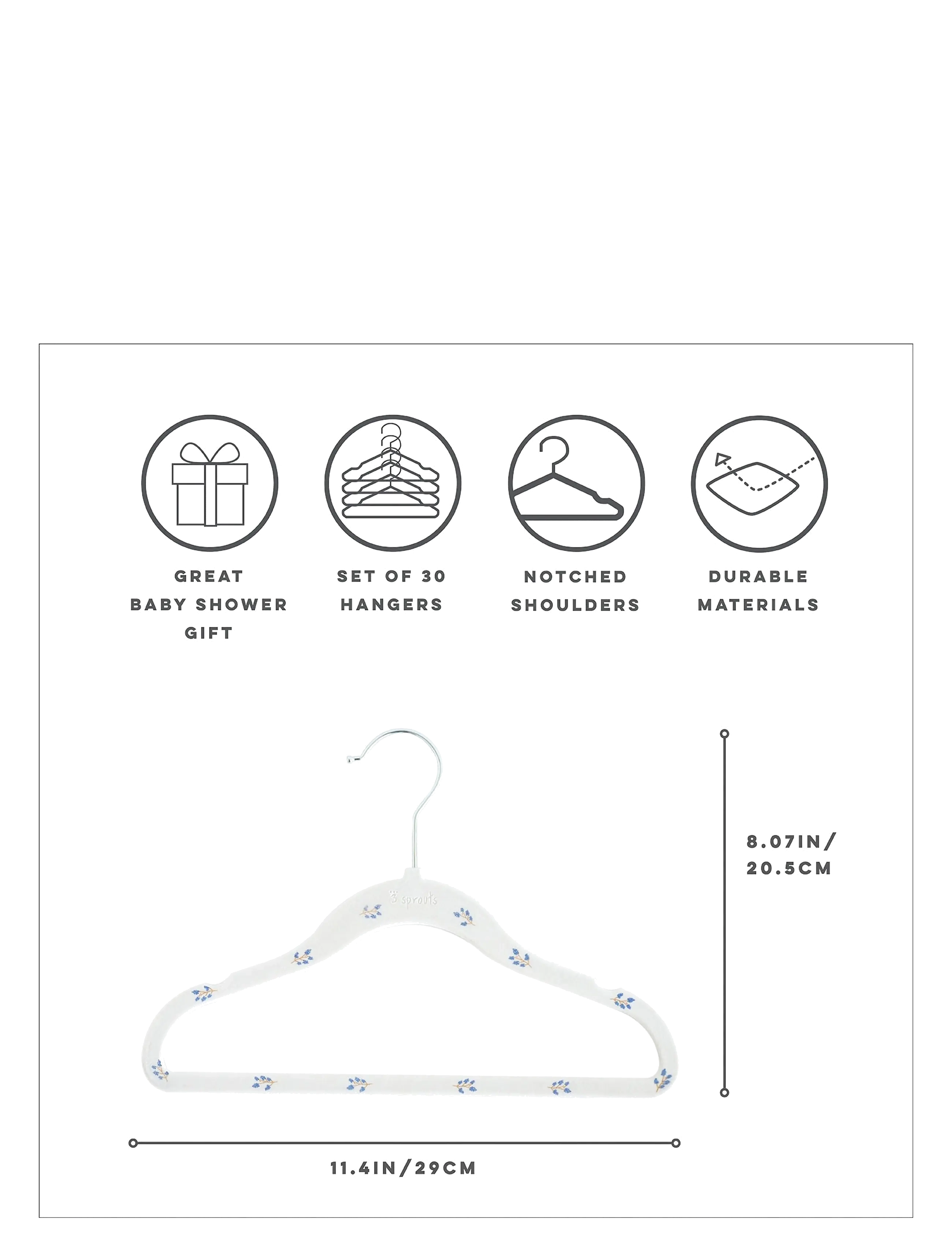 3 Sprouts - 3 Sprouts Velvet Hangers (15 pcs.), Blueberry/Cream - beige - 3