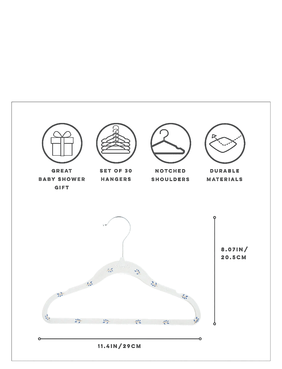 3 Sprouts - 3 Sprouts Velvet Hangers (15 pcs.), Blueberry/Cream - beige - 3