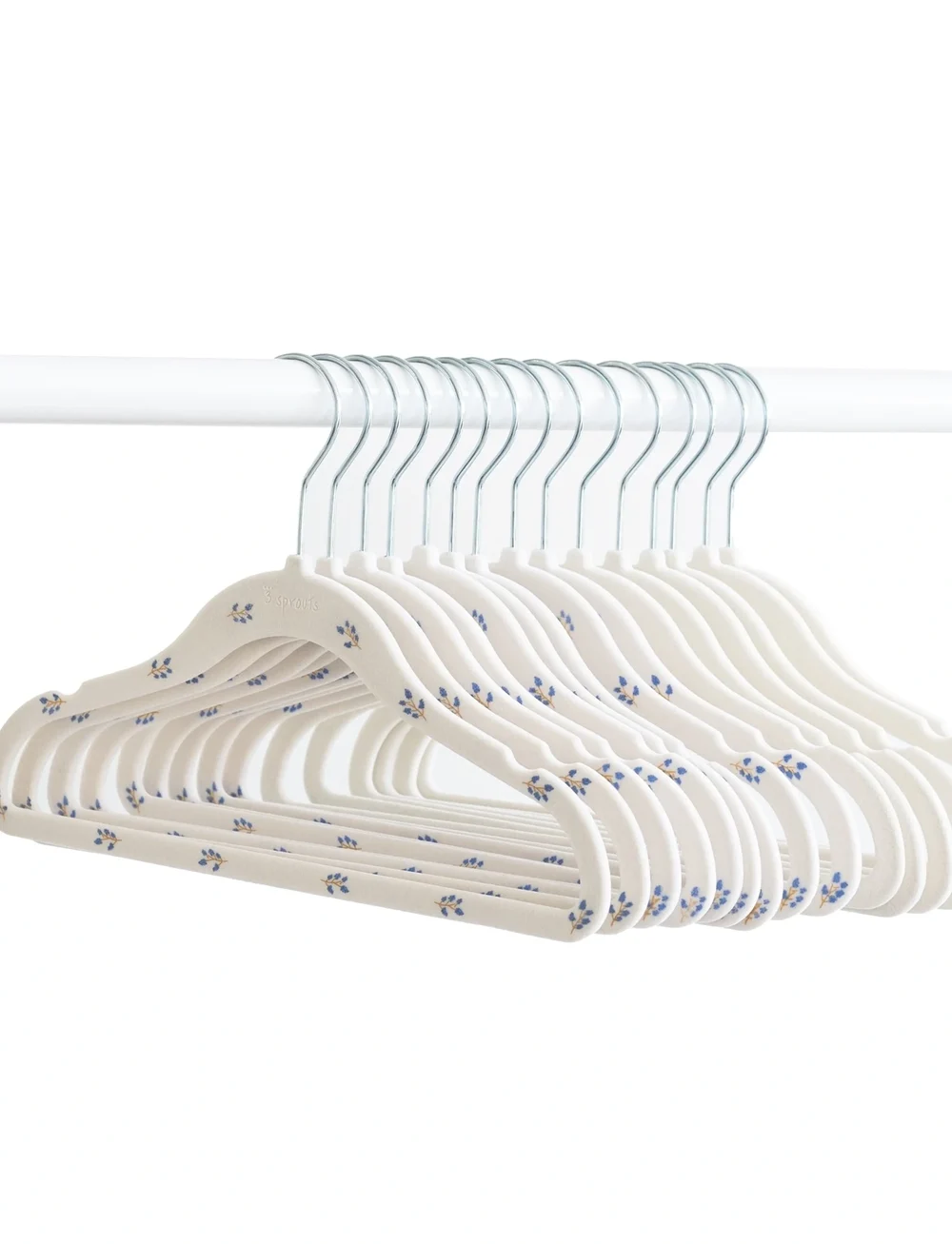 3 Sprouts - 3 Sprouts Velvet Hangers (15 pcs.), Blueberry/Cream - konksud ja riputid - beige - 5