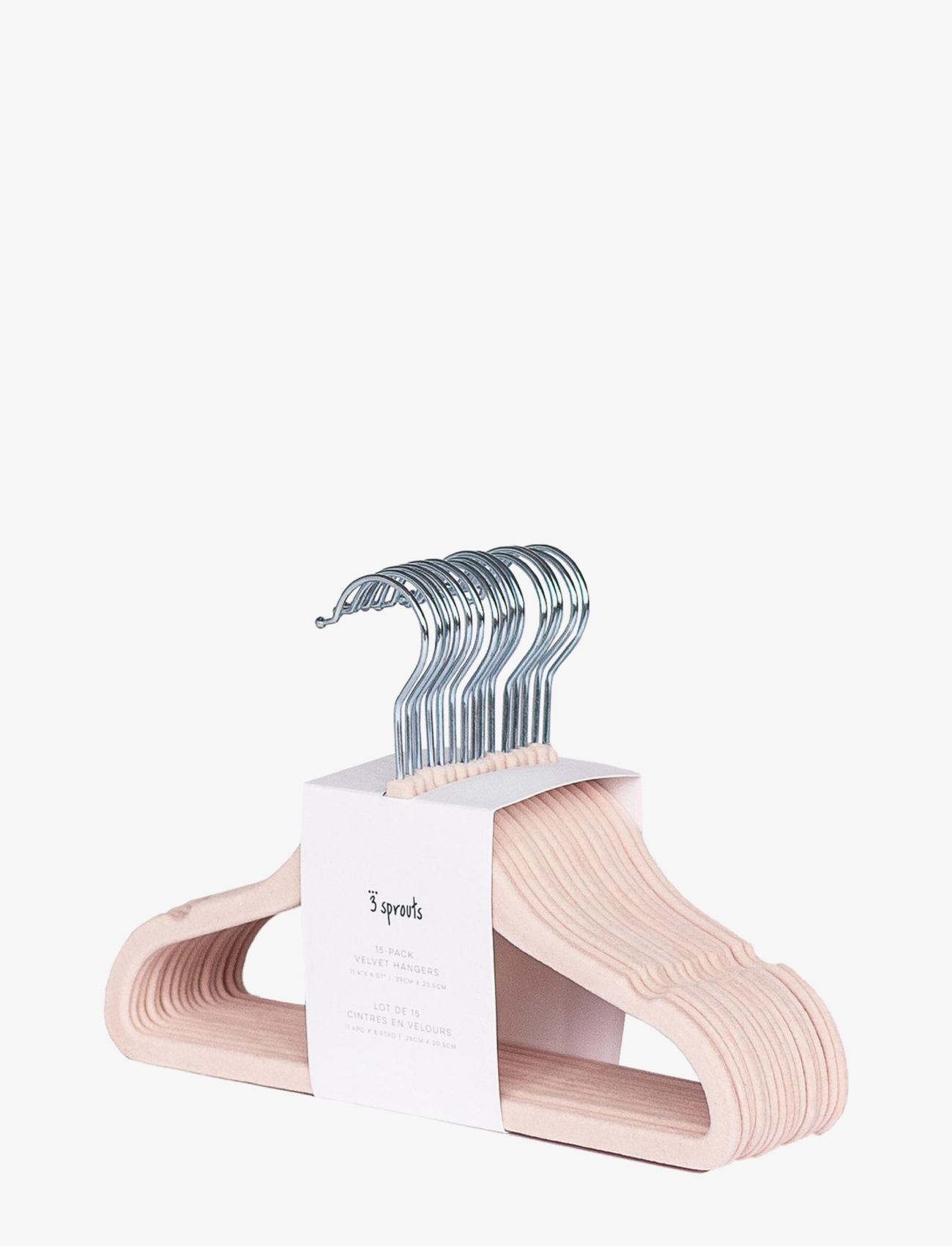 3 Sprouts Velvet Hangers (15 Pcs.), Pink, Krog og bøjle, Pink, Str: 29.85X0.64X20CM