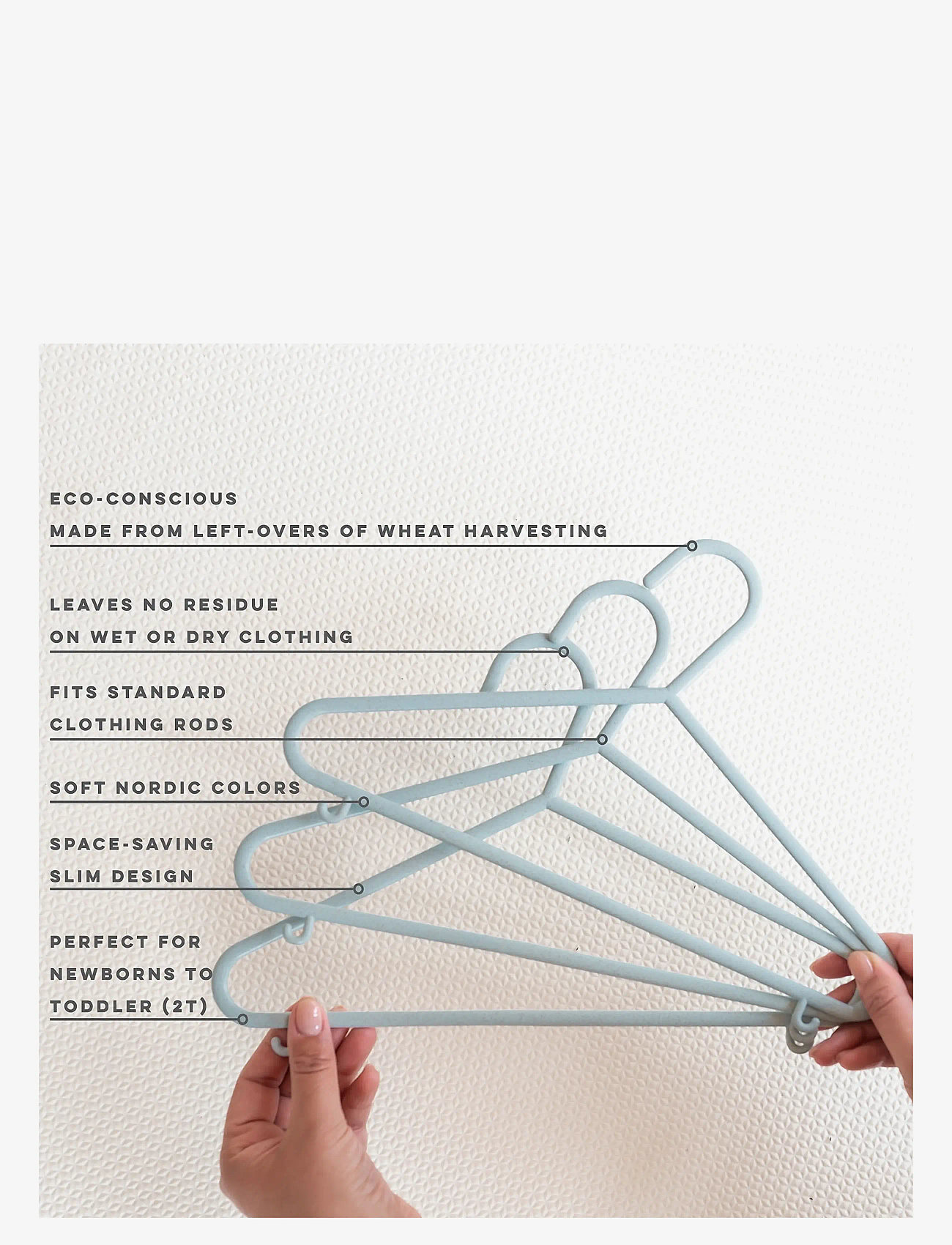 3 Sprouts - 3 Sprouts Wheat Straw Hangers (15 pcs.), Blue - knager & bøjler - blue - 2