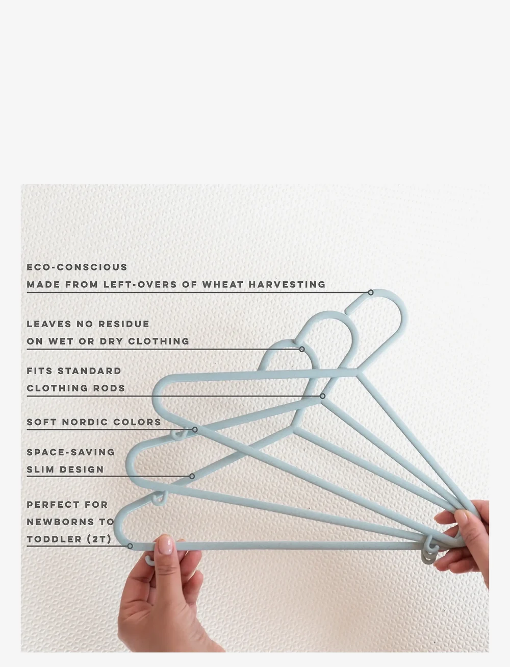 3 Sprouts - 3 Sprouts Wheat Straw Hangers (15 pcs.), Blue - knager & bøjler - blue - 2