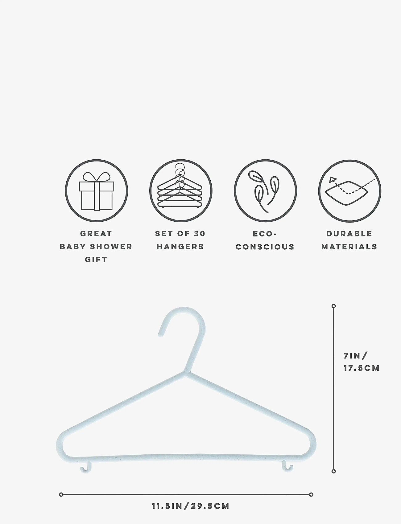 3 Sprouts - 3 Sprouts Wheat Straw Hangers (15 pcs.), Blue - knager & bøjler - blue - 3