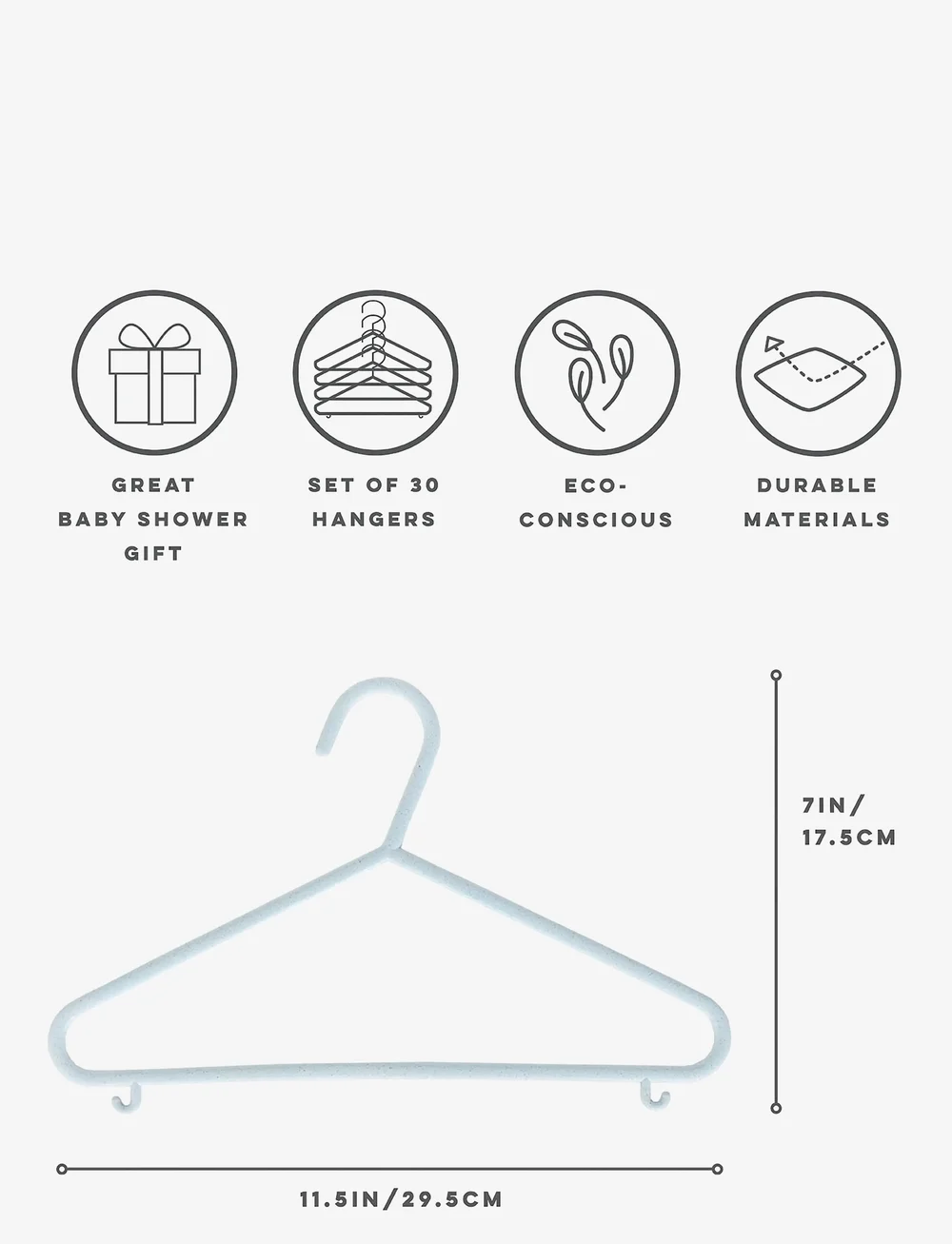 3 Sprouts - 3 Sprouts Wheat Straw Hangers (15 pcs.), Blue - knager & bøjler - blue - 3