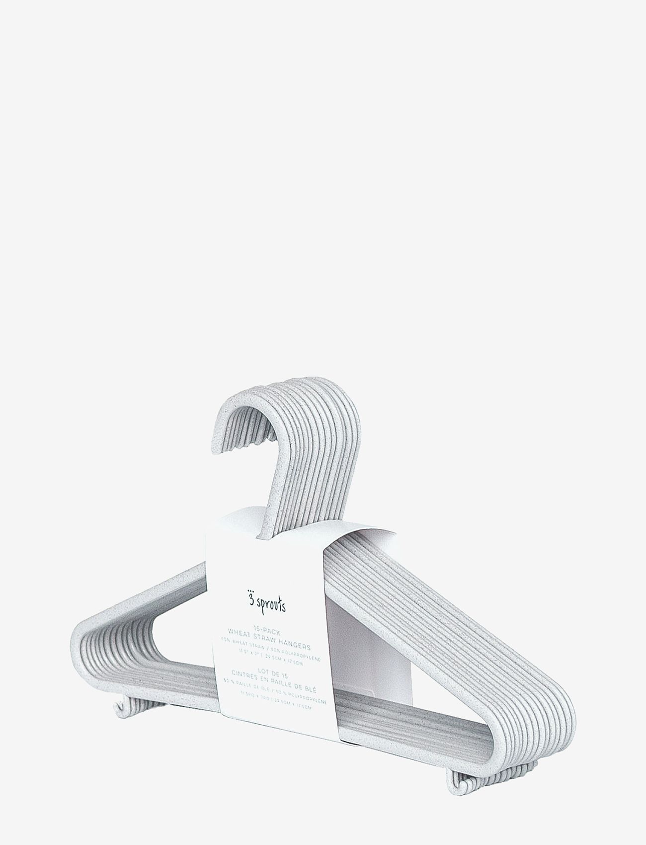 3 Sprouts - 3 Sprouts Wheat straw hanger (Set of 15), Gray - hooks & hangers - grey - 0