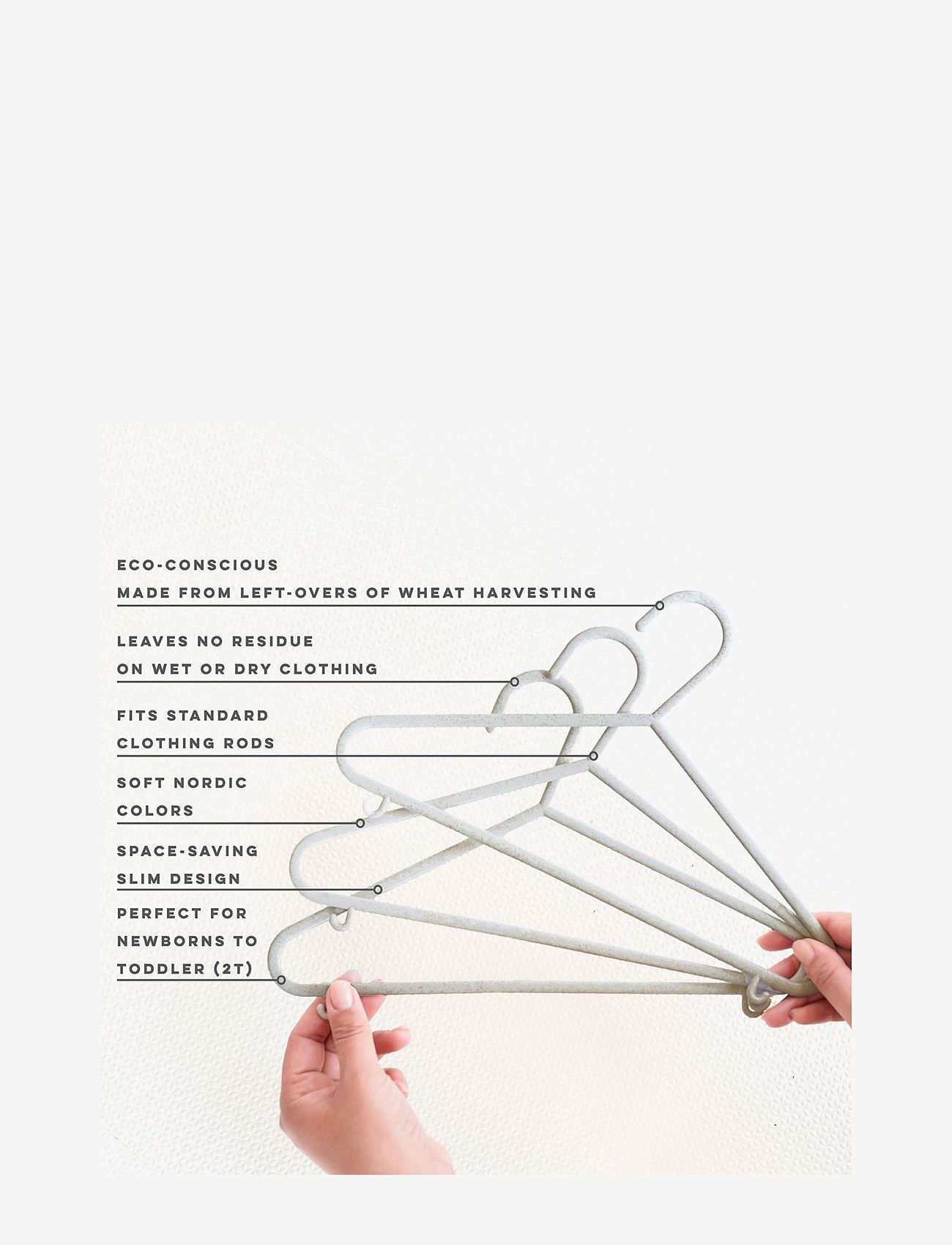 3 Sprouts - 3 Sprouts Wheat straw hanger (Set of 15), Gray - hooks & hangers - grey - 1