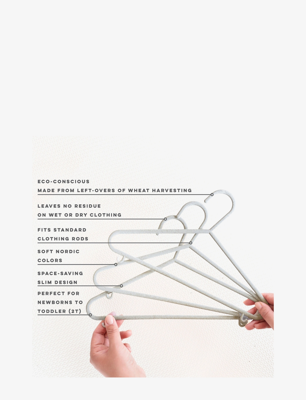 3 Sprouts - 3 Sprouts Wheat straw hanger (Set of 15), Gray - krókar og herðatré - grey - 1